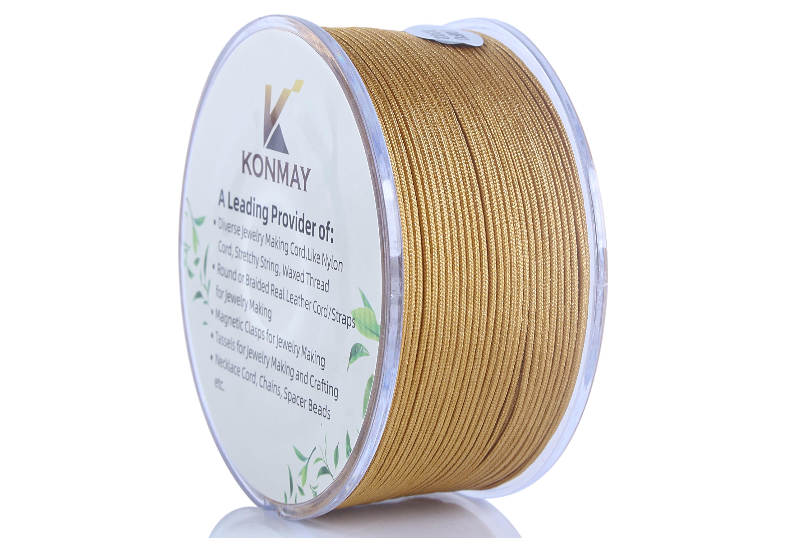 KONMAY 0.8mm Golden Nylon String with Case for Bracelets,130 Yards Braided Nylon Satin Cord for Jewelry Making, Beading,Chinese Knotting, Kumihimo, Macramé