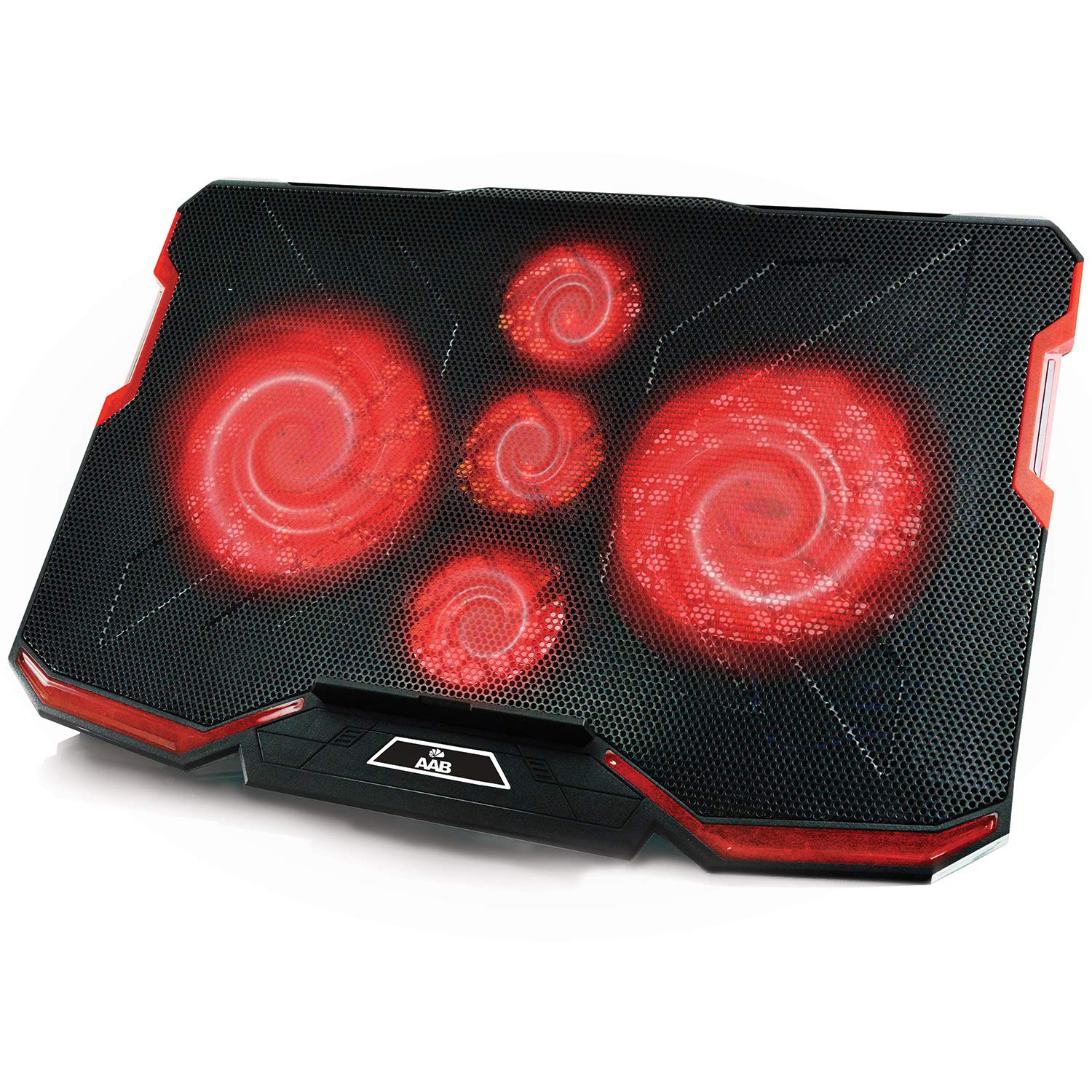 AABCOOLING Ventus - Laptop Cooling Pad with 5 Fans, Adjustable Tilt and Red Backlight, Notebook Cooler, Cooling Fan, Laptop Cooling Stand, Laptop Tray Cushion