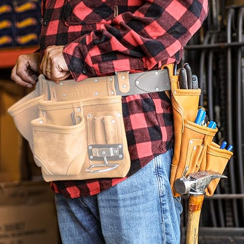 Miniatura 3 de ToolTreaux Bolsa de herramientas de cuero resistente de 10 bolsillos para carpintería, electricista, herramientas de contratista, 12 x 10 pulgadas