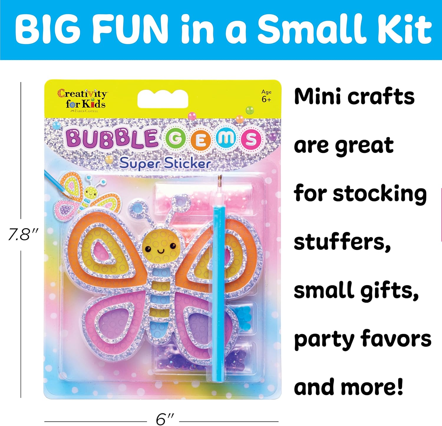 Creativity for Kids Bubble Gem Super Sticker: Butterfly - Mini Diamond Painting Kits for Kids, Arts and Crafts for Kids, Small Gifts for Spring for Girls (Ages 6+)