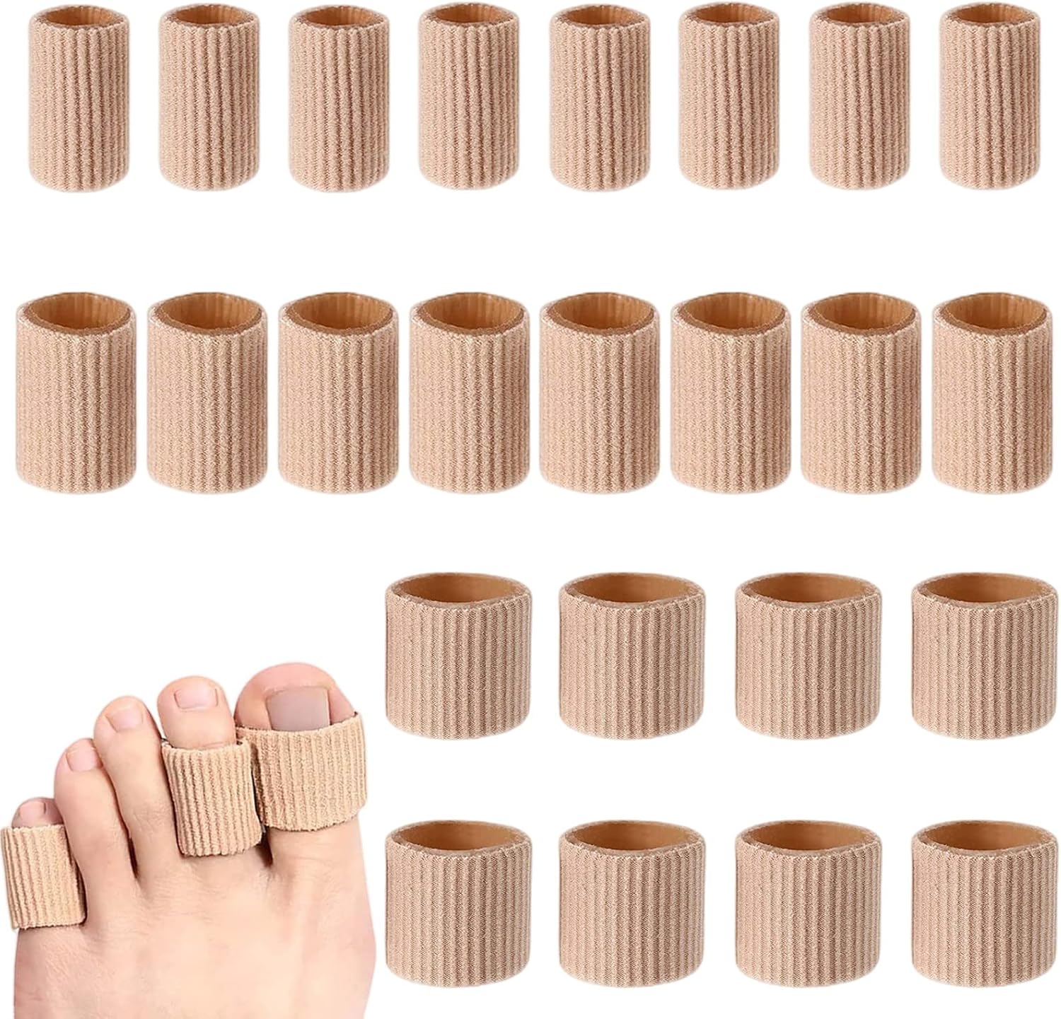 24 Pieces Toe Separators 3 Size, Inside Soft Gel Toe Spacers Tubes, Toe