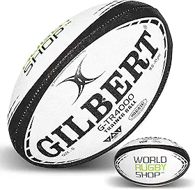 World Rugby Shop X Gilbert G-TR4000 Bola de Rugby - Tamanhos adulto e juvenil 3, 4 e 5 - Costurada à mão - Construção em 3 camadas