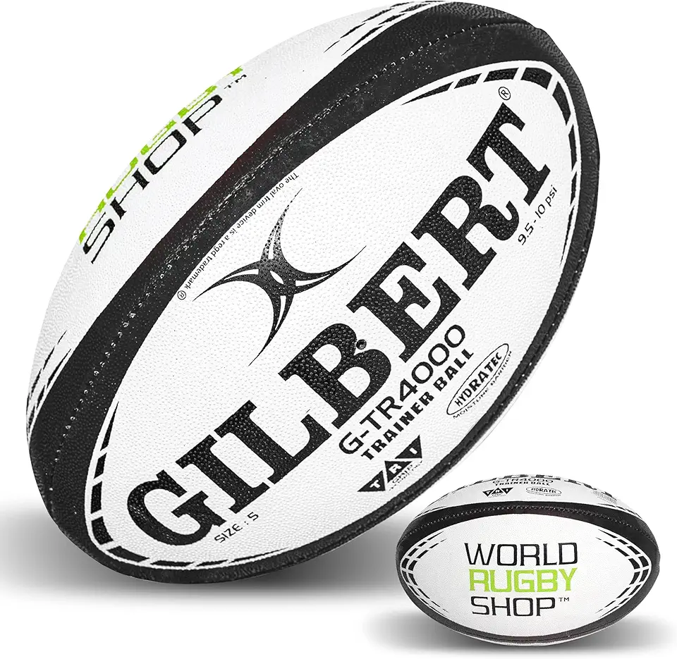 World Rugby Shop X Gilbert G-TR4000 Bola de Rugby - Tamanhos adulto e juvenil 3, 4 e 5 - Costurada à mão - Construção em 3 camadas
