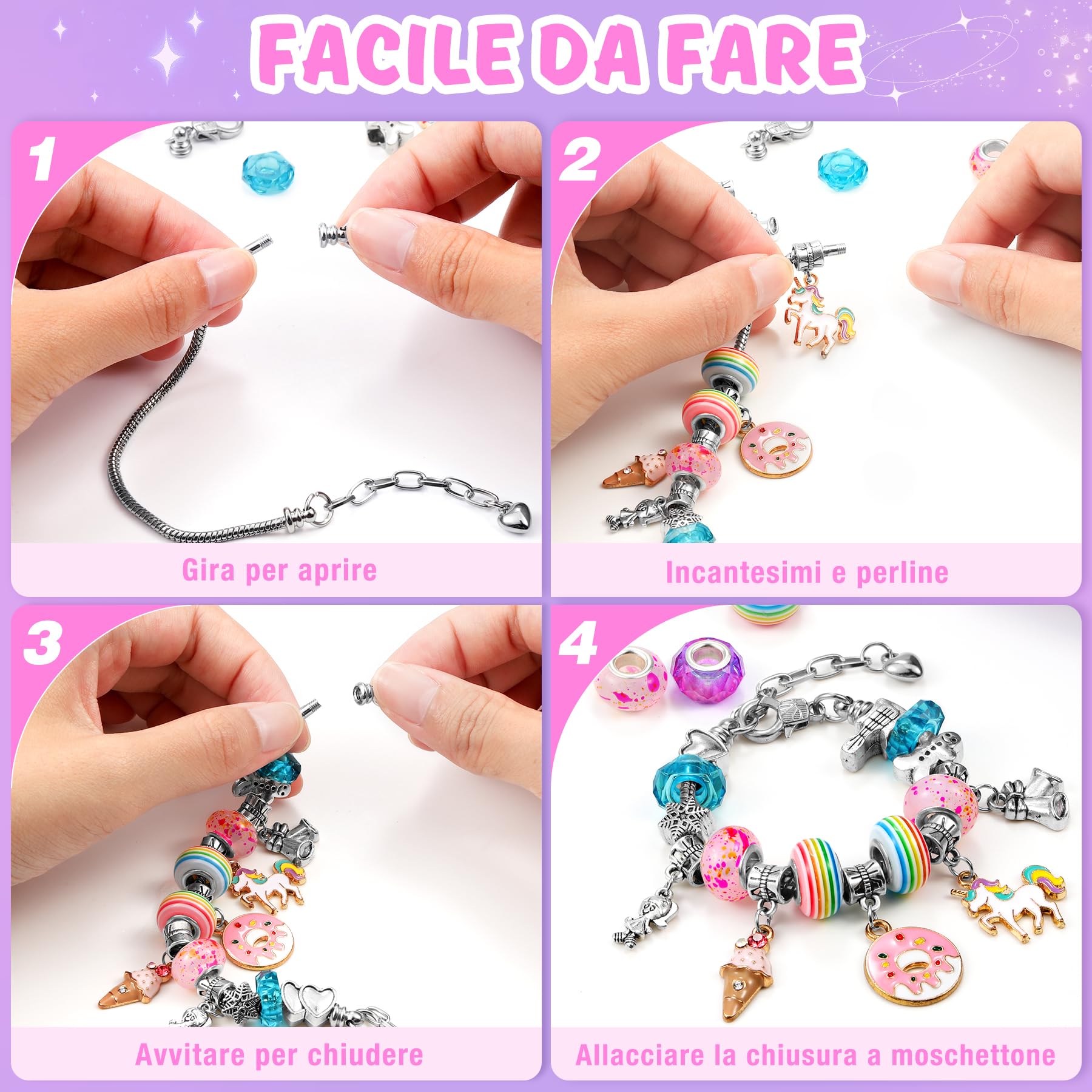 Tomylv Kit per Braccialetti Bambina, Regalo Bambina Kit Braccialetti Bambina di Creazione di Gioielli Bambina 5-12 Anni Idee Regali per Natale, compleanno, Pasqua, San Valentino
