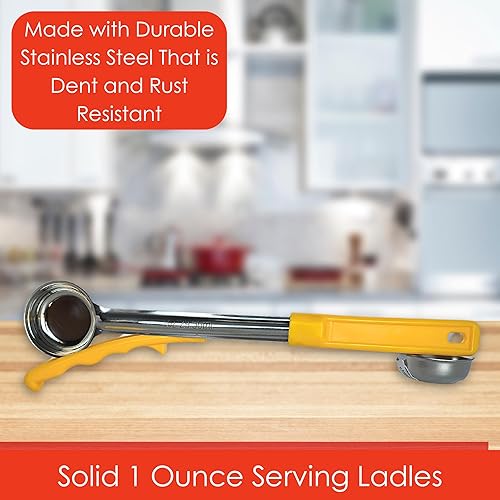Miniatura 2 de Habanerofire Cuchara de acero inoxidable sólido de 1 onza para medir y servir cucharas para servir de grado comercial (paquete de 12)