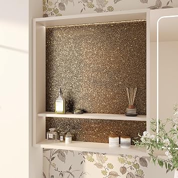 Brown Glitter Contact Paper Peel and Stick Glitter Wallpaper for Bedroom Self Adhesive Sparkle Wallpaper Removable Brown Contact Paper for Cabneits Drawer Liner Wall Decor DIY 15.8 x 118