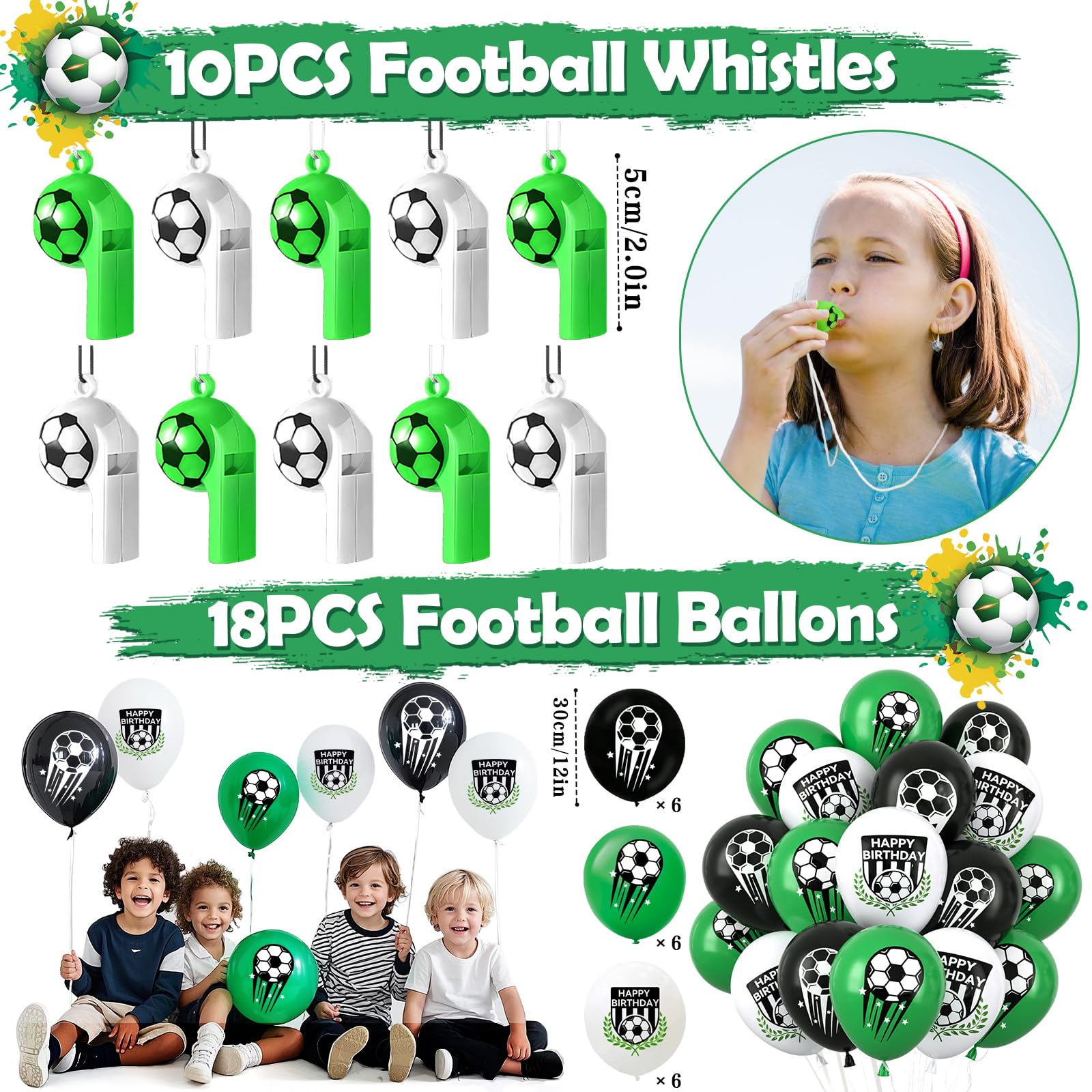 LETTERASHQP Cadeau De Football Pour Anniversaire D'enfant Garçon - 10 Bracelets De Football Slap - 10 Jeux De Flipper - 10 Sacs Cadeaux - Décoration De Football - Décoration D'anniversaire Pour