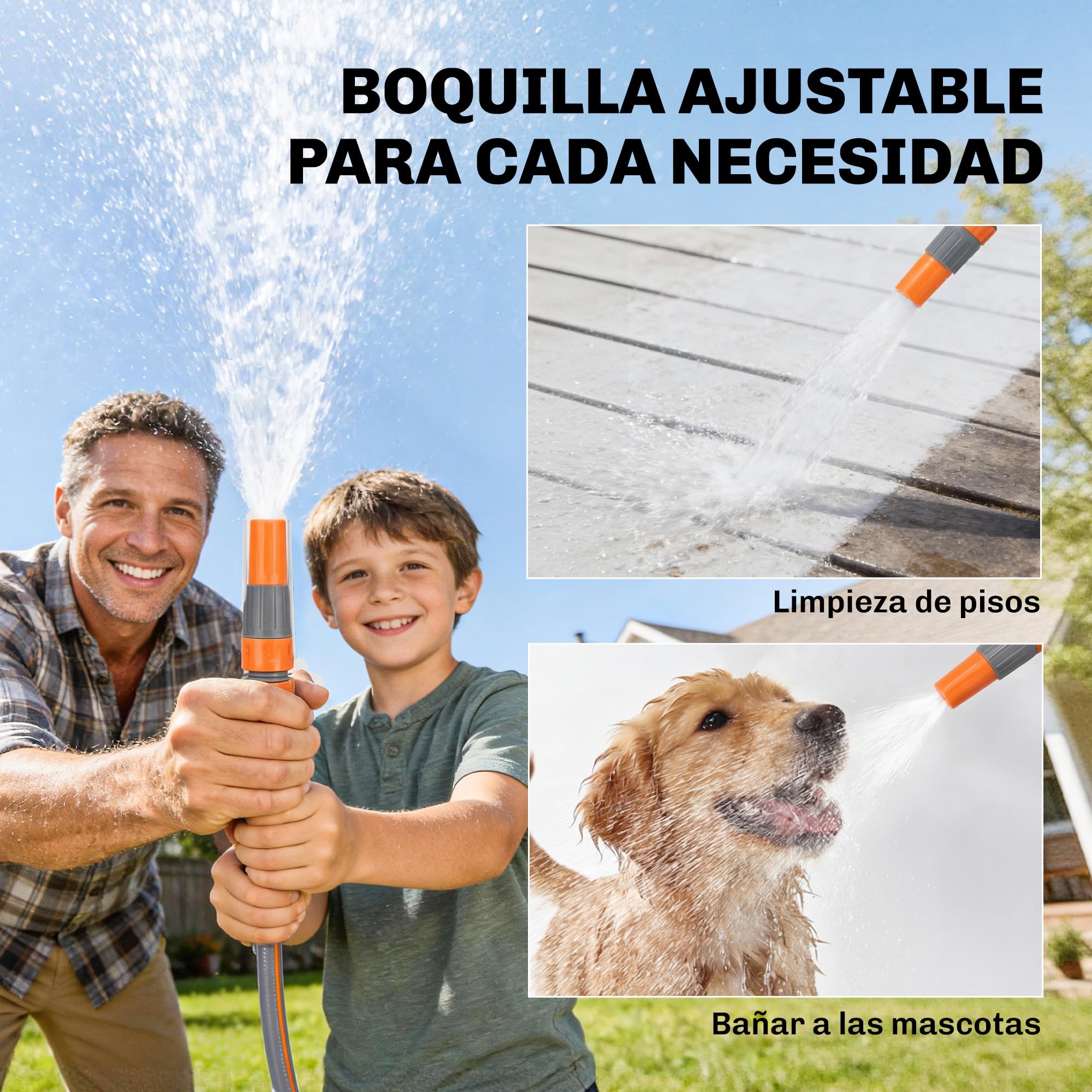 Outsunny Enrollador de Manguera para Jardín 20+1,6 m con Boquilla de 2 Modos, Carrete de Manguera de Jardín de Pared con Bloqueo Automático y Retracción Controlada, Soporte Orientable 180°, Naranja