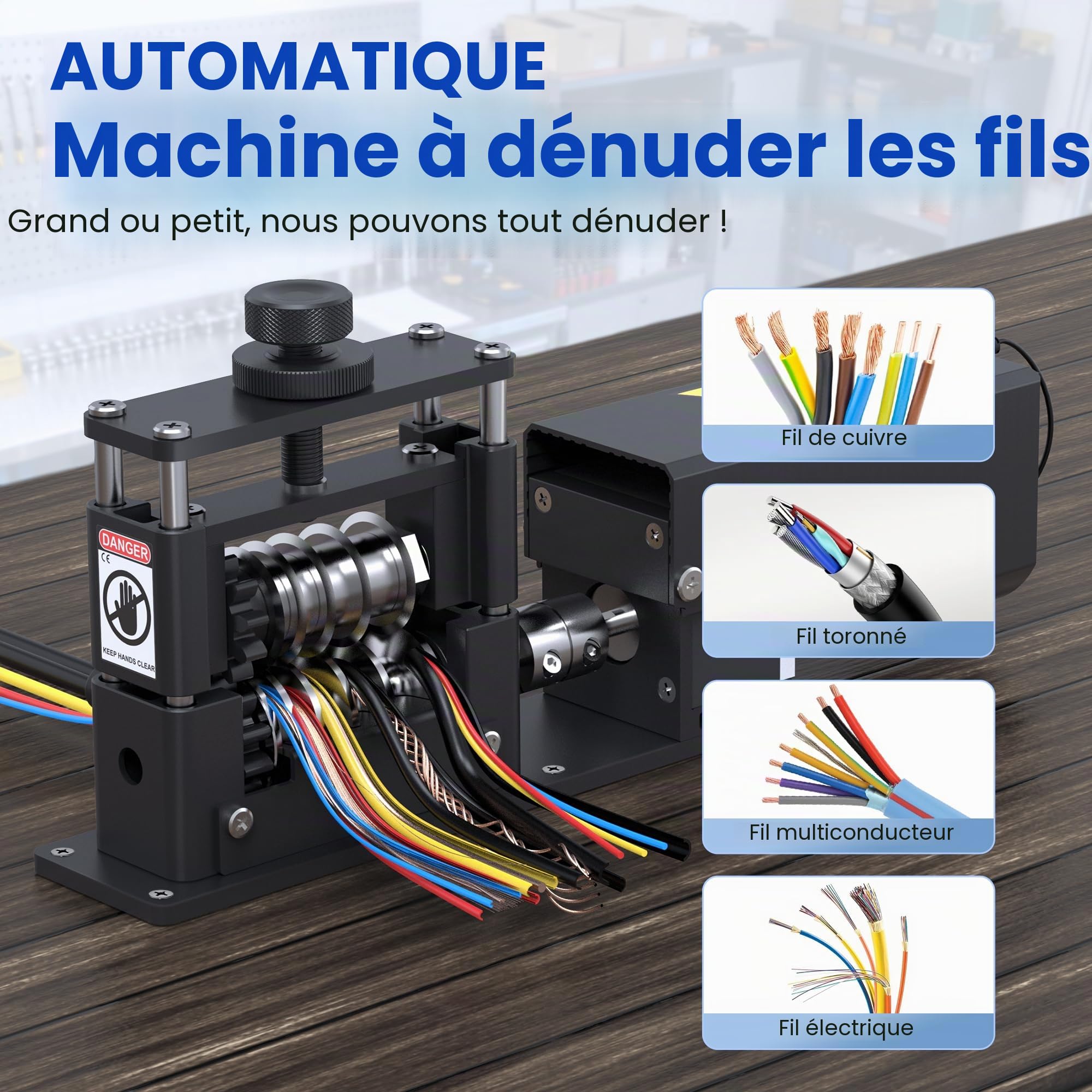 Dénudeuse de fil, Machine automatique électrique à dénuder les fils, 6 canaux, 5 lames en carbure, recyclage efficace des câbles, s'applique aux fils de cuivre, outil électroportatif pour