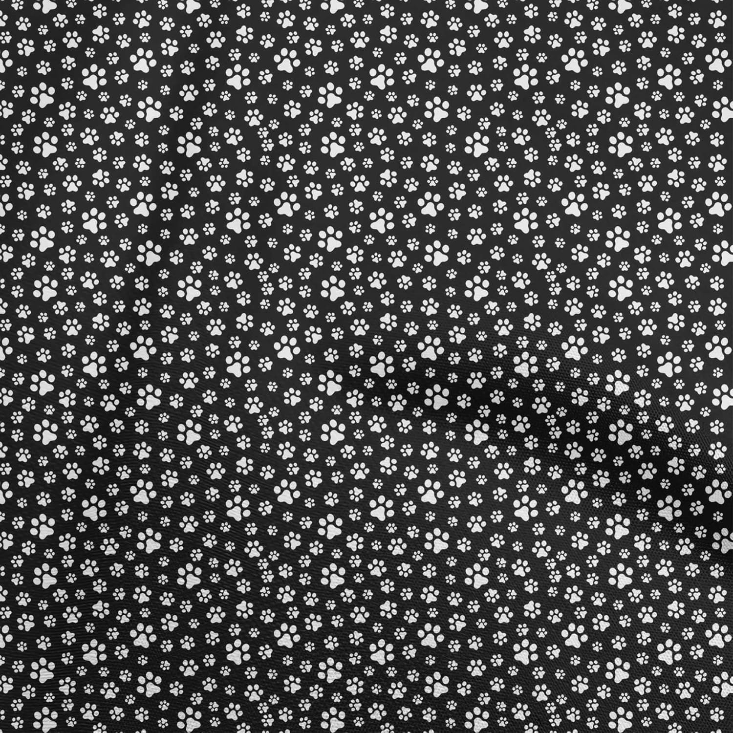 oneOone Polyester Spandex Black Fabric Paw DIY Clothing Quilting Material Print Fabric by Yard 56 Inch Wide