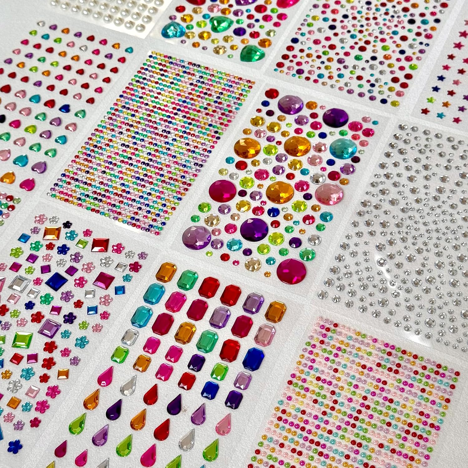 3521PCS Self-Adhesive Jewel Stickers Mixed Shapes for Scrapbooking & DIY Gift Making