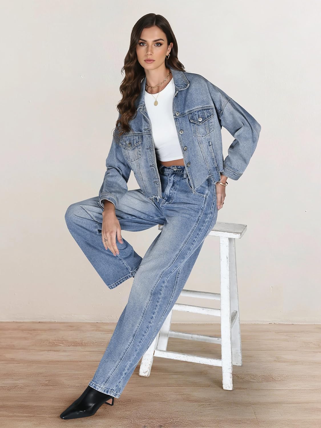 SEVEGO Womens Tall 30/32/34 Barrel Jeans Vintage Wide Leg Mid Rise Baggy Y2k Cropped Relax Fit Denim Trouser Ankle Pants - Image 8