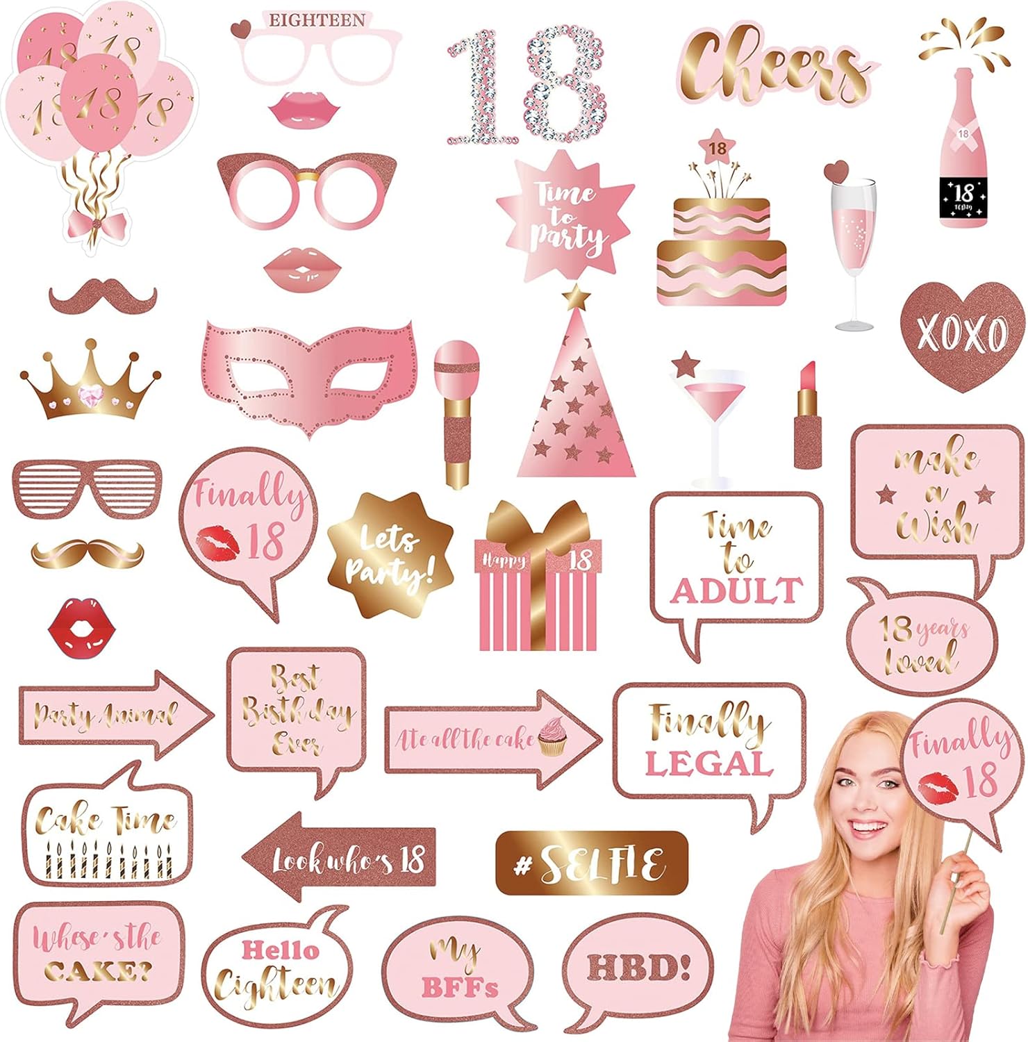 38-teilige Foto Booth Requisiten - Lustige Party Accessoires Für Jede Feier