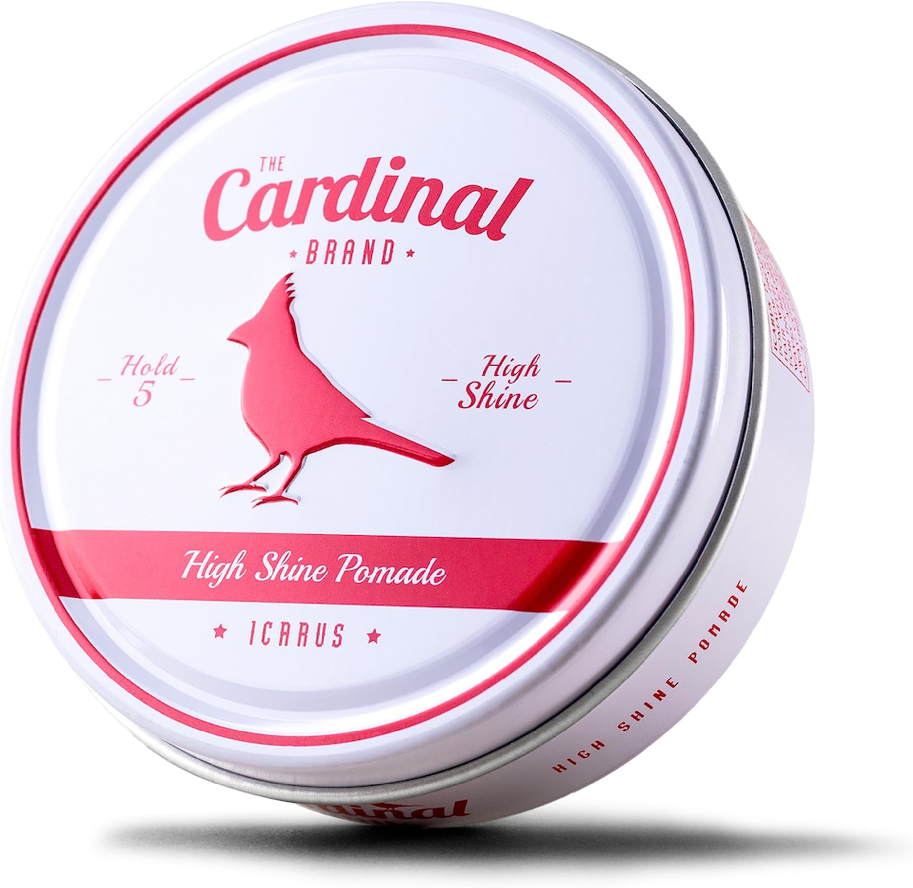 The Cardinal Brand Icarus High Shine Pomade 3.4 Ounce is a High Shine, Medium Hold, Smoothing, Conditioning, Relaxing, Defining, Styling and Grooming Pomade for Men and Women. For All Hair Types