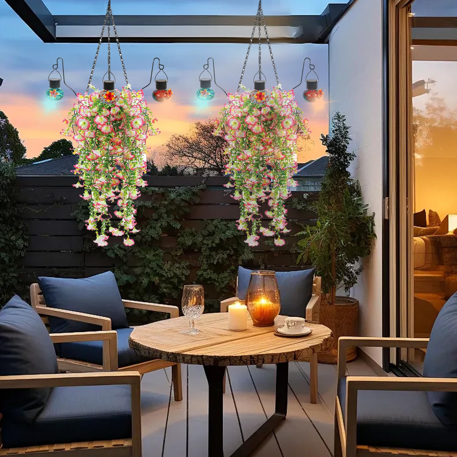 Fiori Artificiali Da Esterno Mangiatoia Per Uccelli In Metallo Decorativa | Cesto Di Fiori Artificiali Per Prato Balcone Giardino Portico Cortile Cocorita Conuro