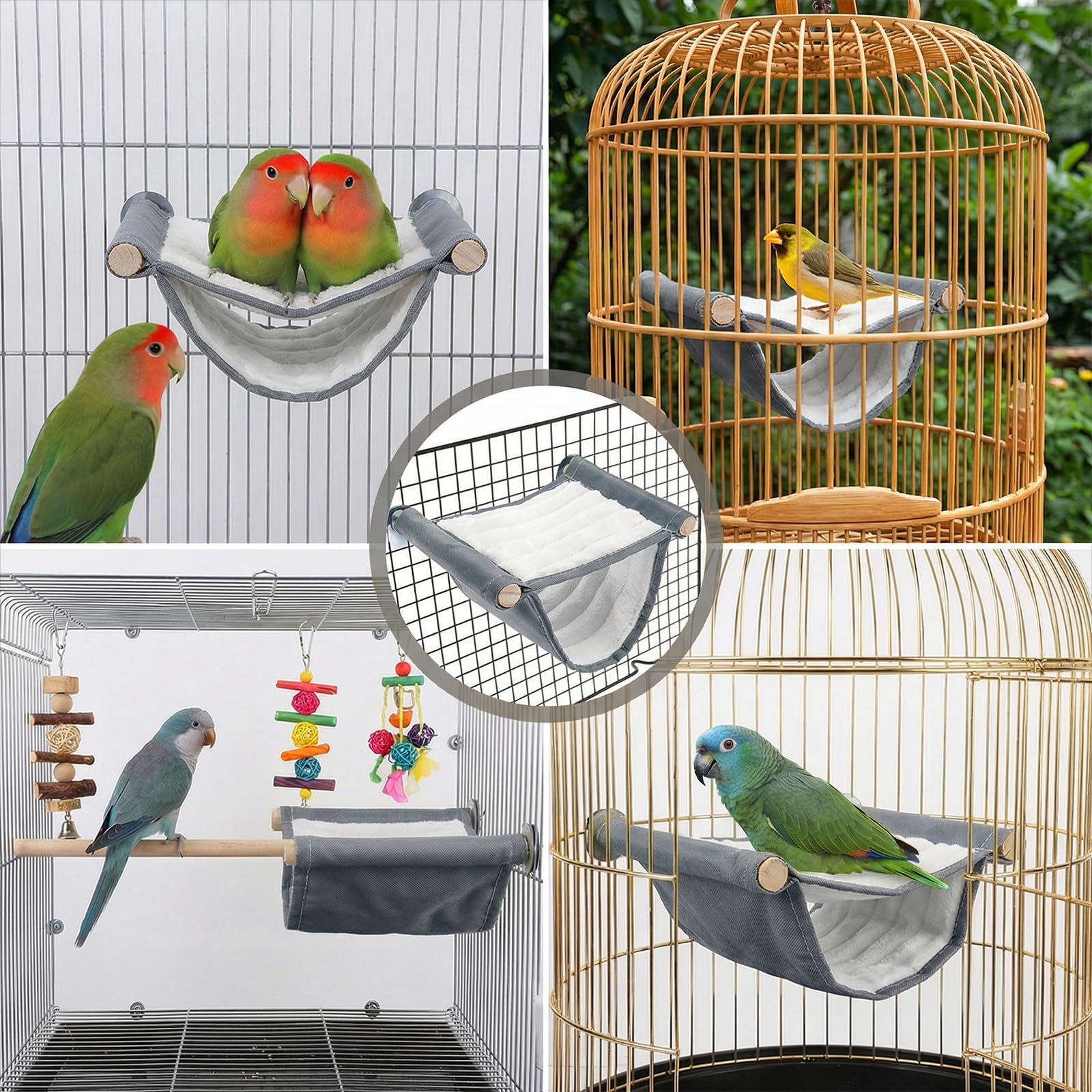 Bremorou Hamac pour oiseaux - Lit superposé - Nid d'oiseau - Maison, grottes, niches à oiseaux, cage suspendue, tente, perruche - Accessoires