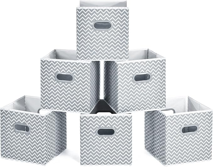 MaidMAX Fabric Storage Box, Set of 6 Foldable Organiser Cubes Basket