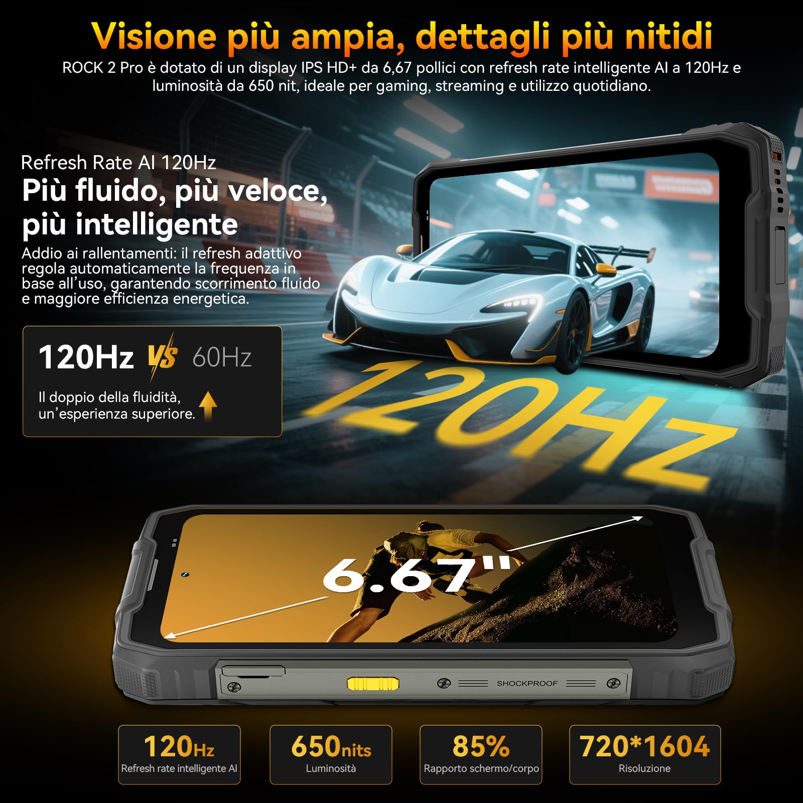 Blackview ROCK 2 Pro Rugged Smartphone, Android 16 Smartphone Rugged 5G 32GB+256GB, 6.67" HD+ Display 120Hz 15000mAh IP69K Telefono Rugged, 16MP AI Kamera, NFC/OTG/GPS/Gemini AI/Glove Mode 2.0