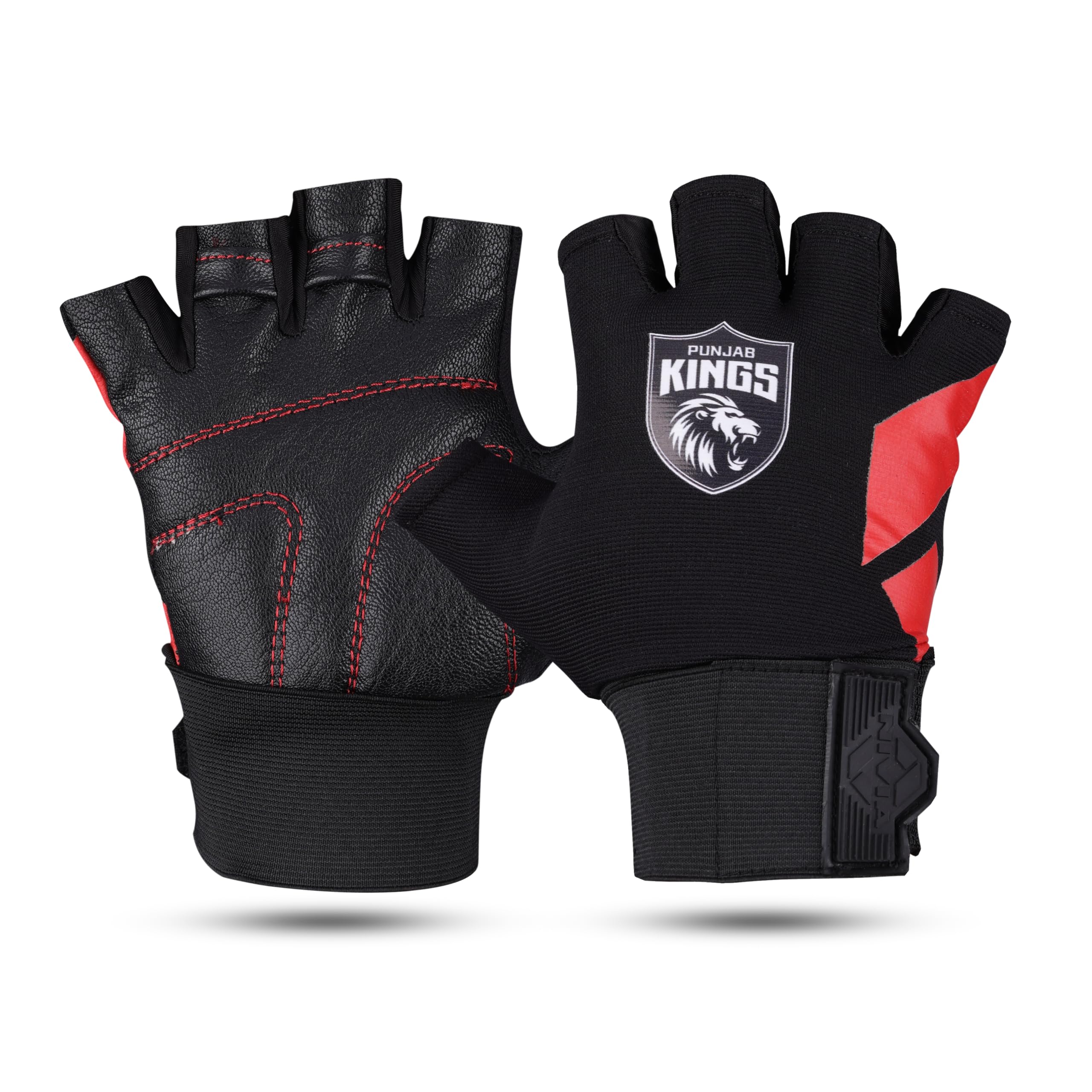 Nivia X Punjab Kings Talon Training Gloves – Leather Palm Grip, Breathable Airflow Back, Wrist Support for Gym, Weight Training & Workouts, Medium-image-17