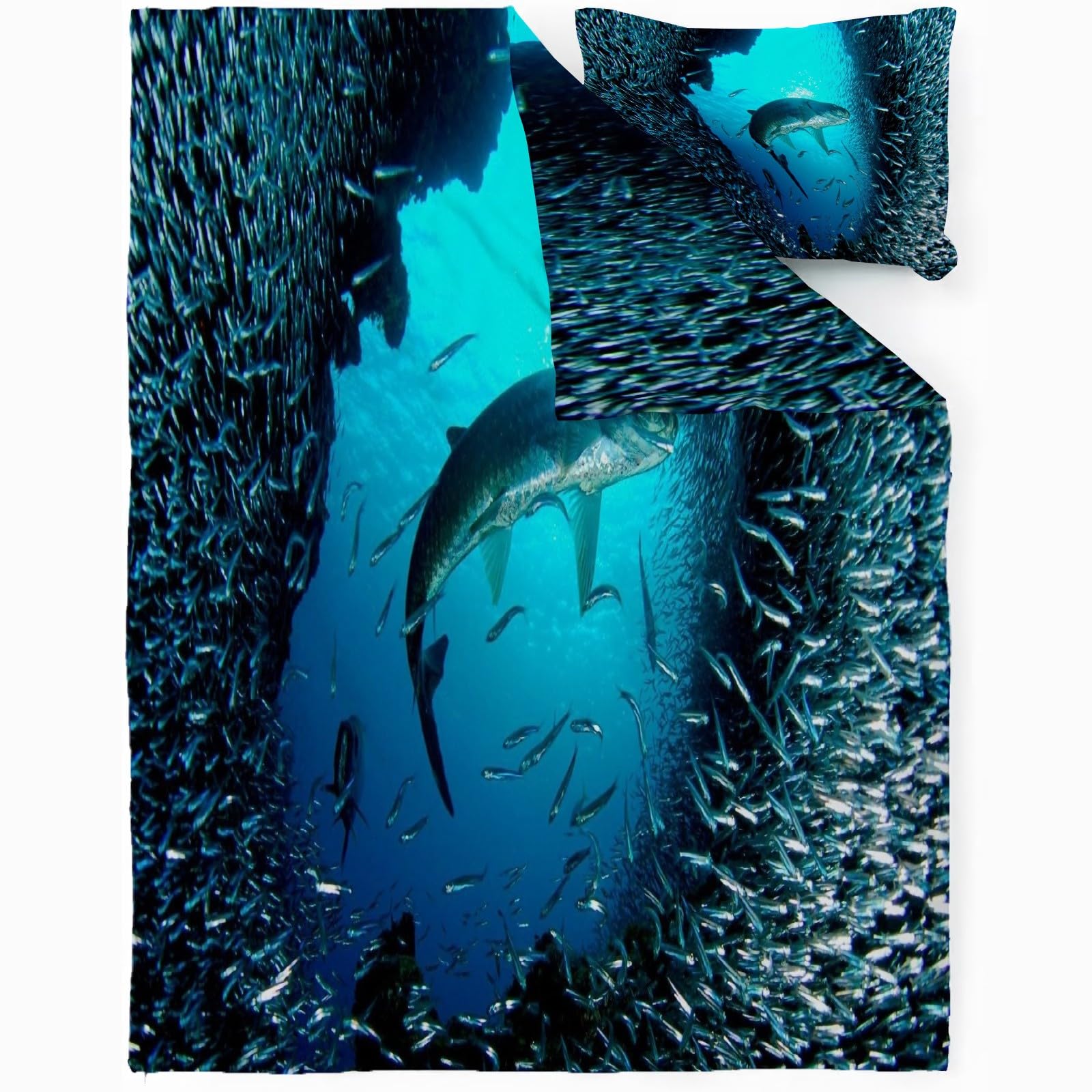 Amazon｜サメ布団カバー キング 230X210 cm魚掛け布団カバー 宇宙 布団