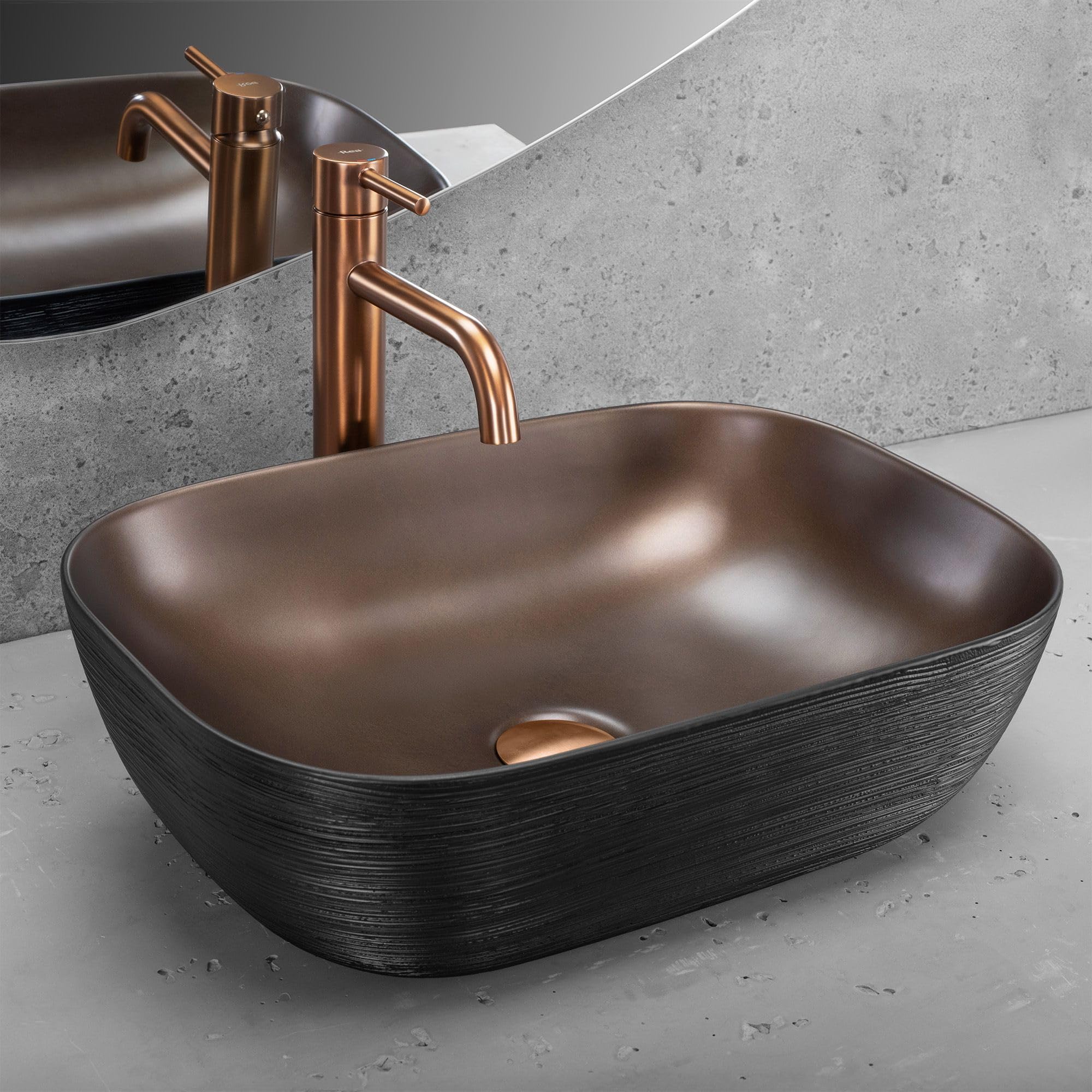 Lavabo Sobre Encimera Rea Belinda Cobre Cepillado