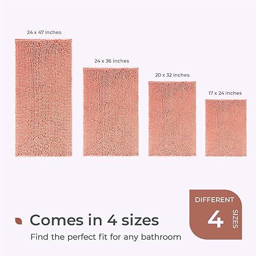 Miniatura 6 de FRESHMINT Alfombra de baño de felpilla grande de 36 x 24 pulgadas, antideslizante, para suelo de baño y bañera, alfombra de ducha lavable, alfombra
