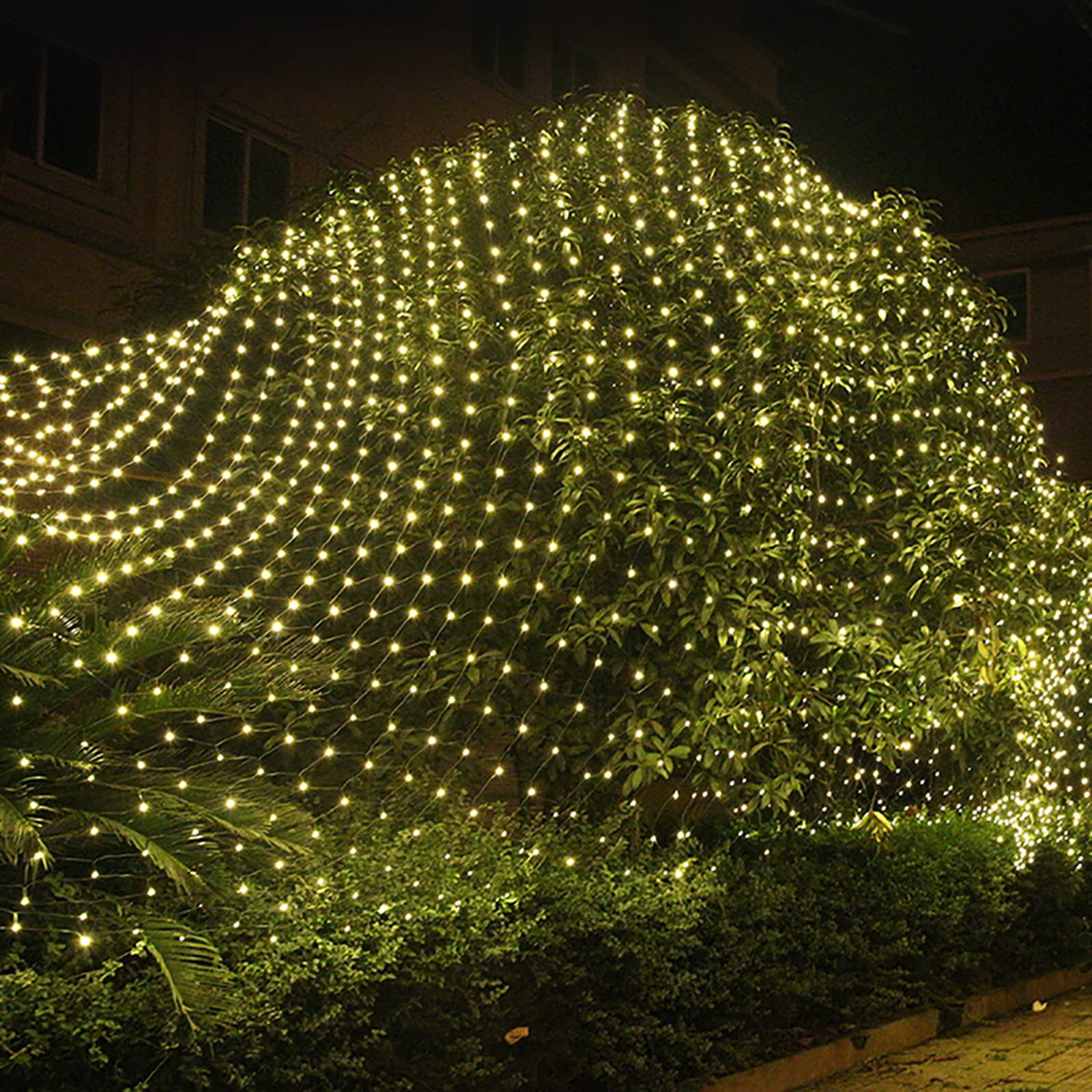 Świąteczne lampki siatkowe Zewnętrzne wiszące oświetlenie LED Wodoodporny, trwały łańcuch świetlny z 8 trybami Lampki niskiego napięcia na wesela Krzewy Garden Party Decor-kolorowe 6mx4m 672 diody