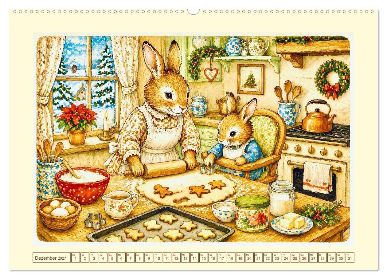 Bei Familie Hase (hochwertiger Premium Wandkalender 2027 DIN A2 quer), Kunstdruck in Hochglanz: Ein Jahr voller Liebe für die ganze Familie (CALVENDO Kunst)