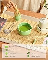 Vista 2 de Maestri House Matcha Whisk Set, 7-Pc Complete Matcha Kit with Spouted Ceramic Bowl, Bamboo Whisk and Holder, Scoop, Spoon Rest & Sifter, Tea Cloth