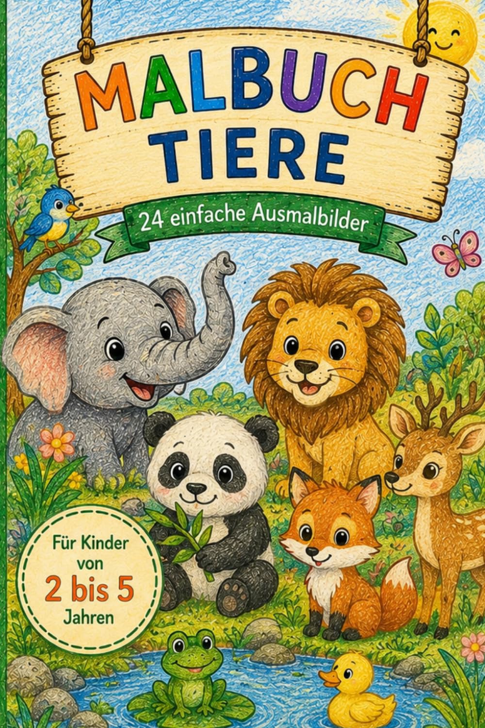 Malbuch Tiere: 24 einfache Ausmalbilder (Malbücher)