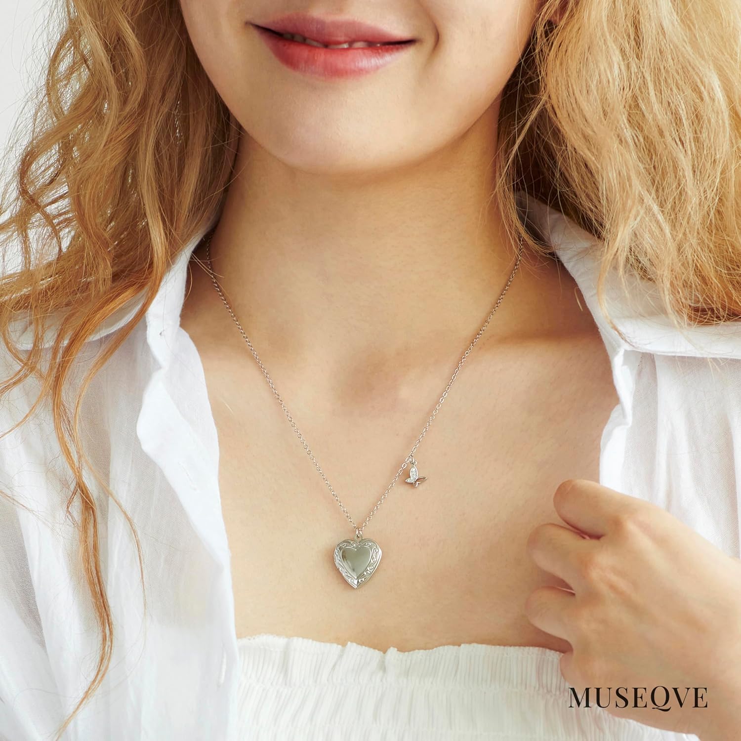 Heart Locket and Butterfly Pendant Necklace for Women Girls • 14K Gold Plated Photo Lockets that Hold Picture Jewelry • Mothers Day Love Gifts Ideas [HN-LK] - Image 7