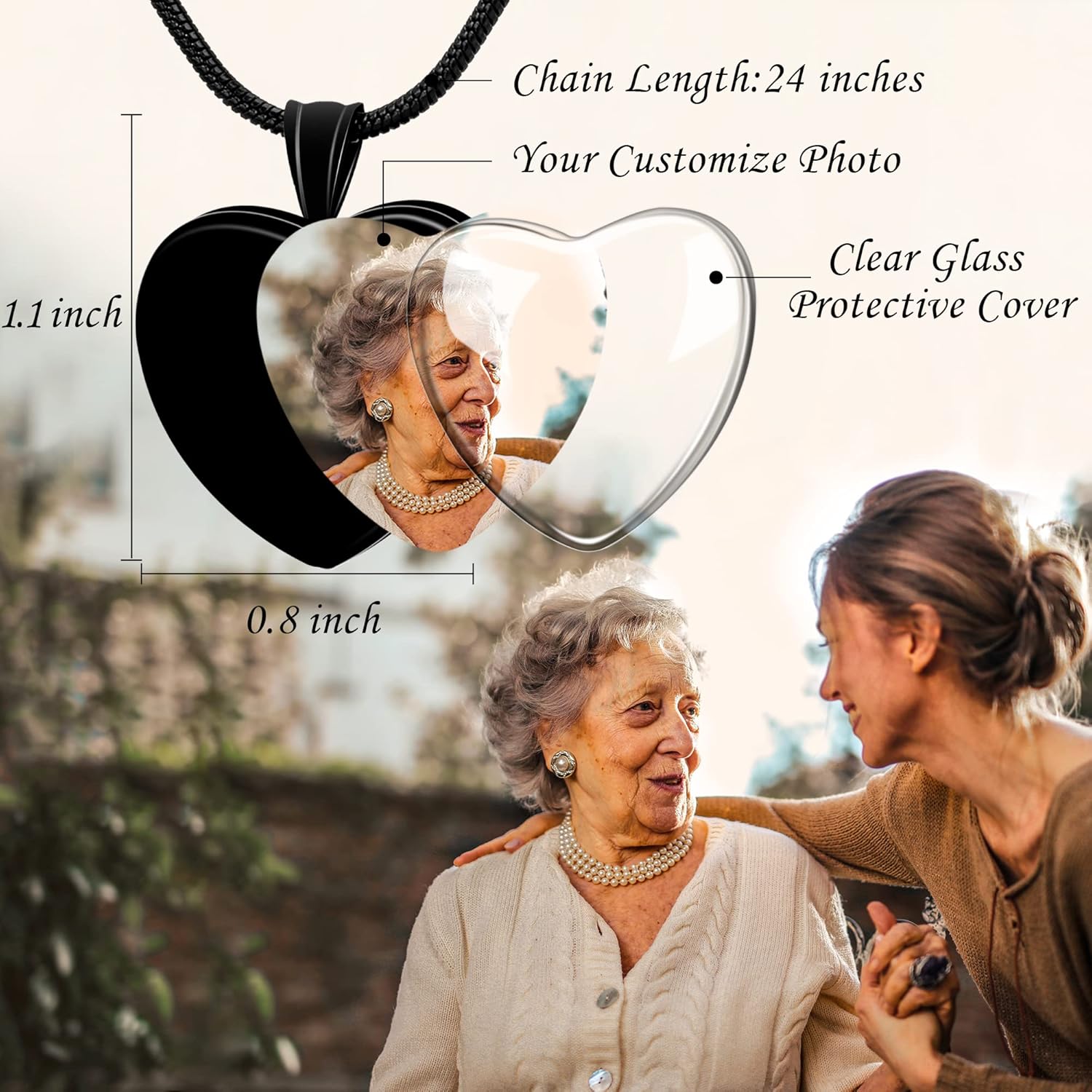 Bivei Urn Necklace for Ashes, Personalized Photo Keepsake Necklaces Cremation Jewelry for Ashes for Women & Men