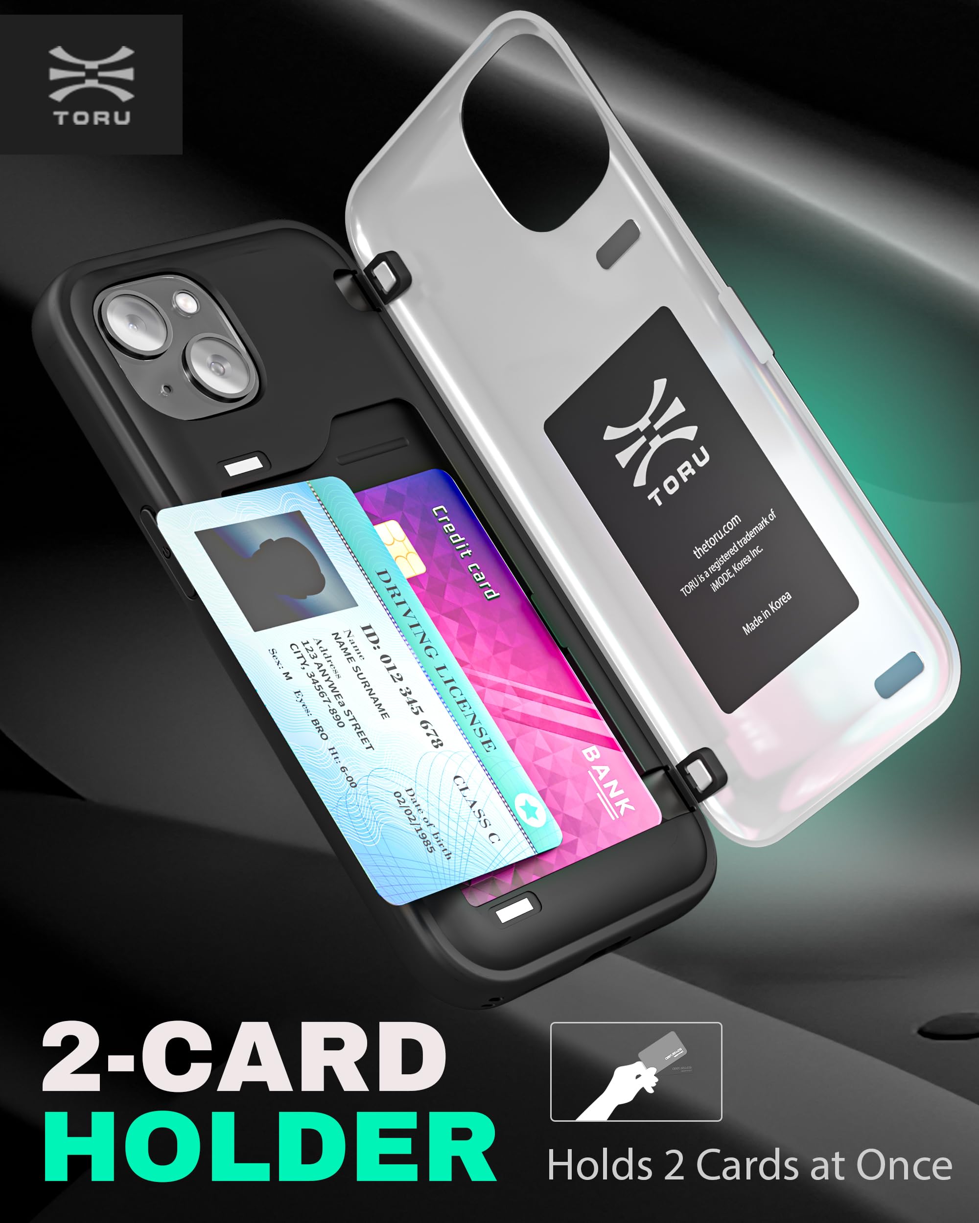 TORU CX Hybrid - Custodia a portafoglio per iPhone 14 Pro