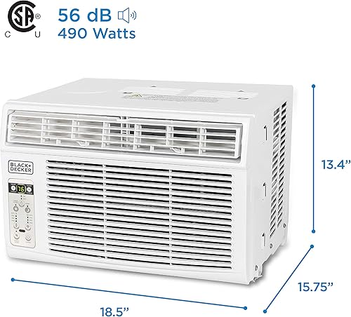 Miniatura 6 de BLACK+DECKER Aire acondicionado de ventana de 6000 BTU, unidad de aire acondicionado de ventana que enfría hasta 250 pies cuadrados, unidad de aire