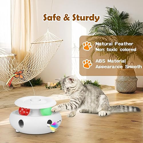 Miniatura 5 de Juguetes para gatos, juguetes interactivos 3 en 1 para gatos de interior, juguete interactivo automático recargable con mariposa aleteante, sensor