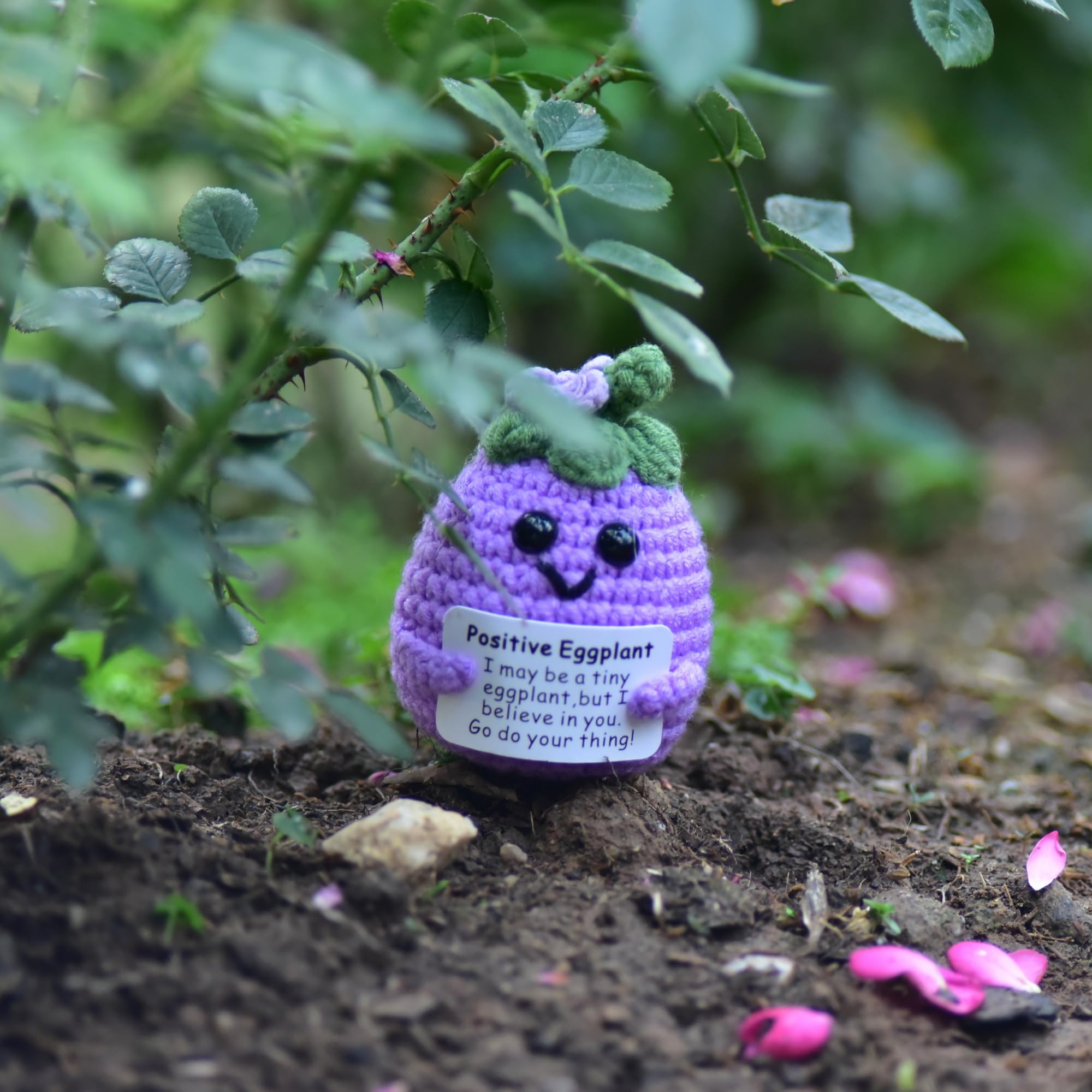 Peluche Avocat Positif - Jouet Tricoté Main Avec Message Encourageant, 8 Cm - Cadeau Réconfortant
