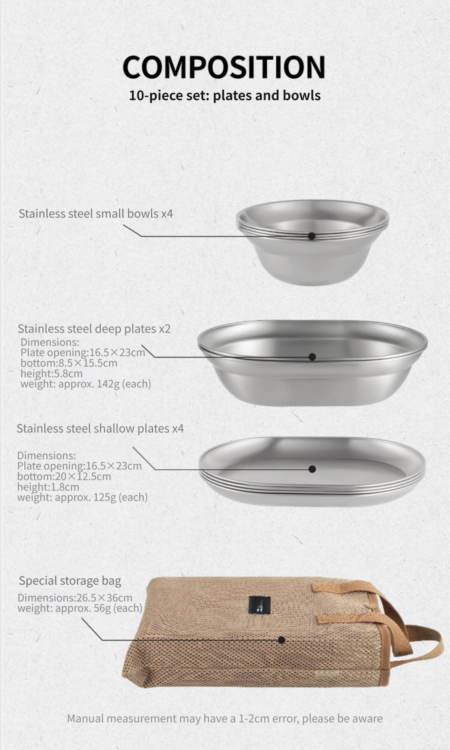 Set Stoviglie Acciaio 304 Portatile per Outdoor Set Stoviglie