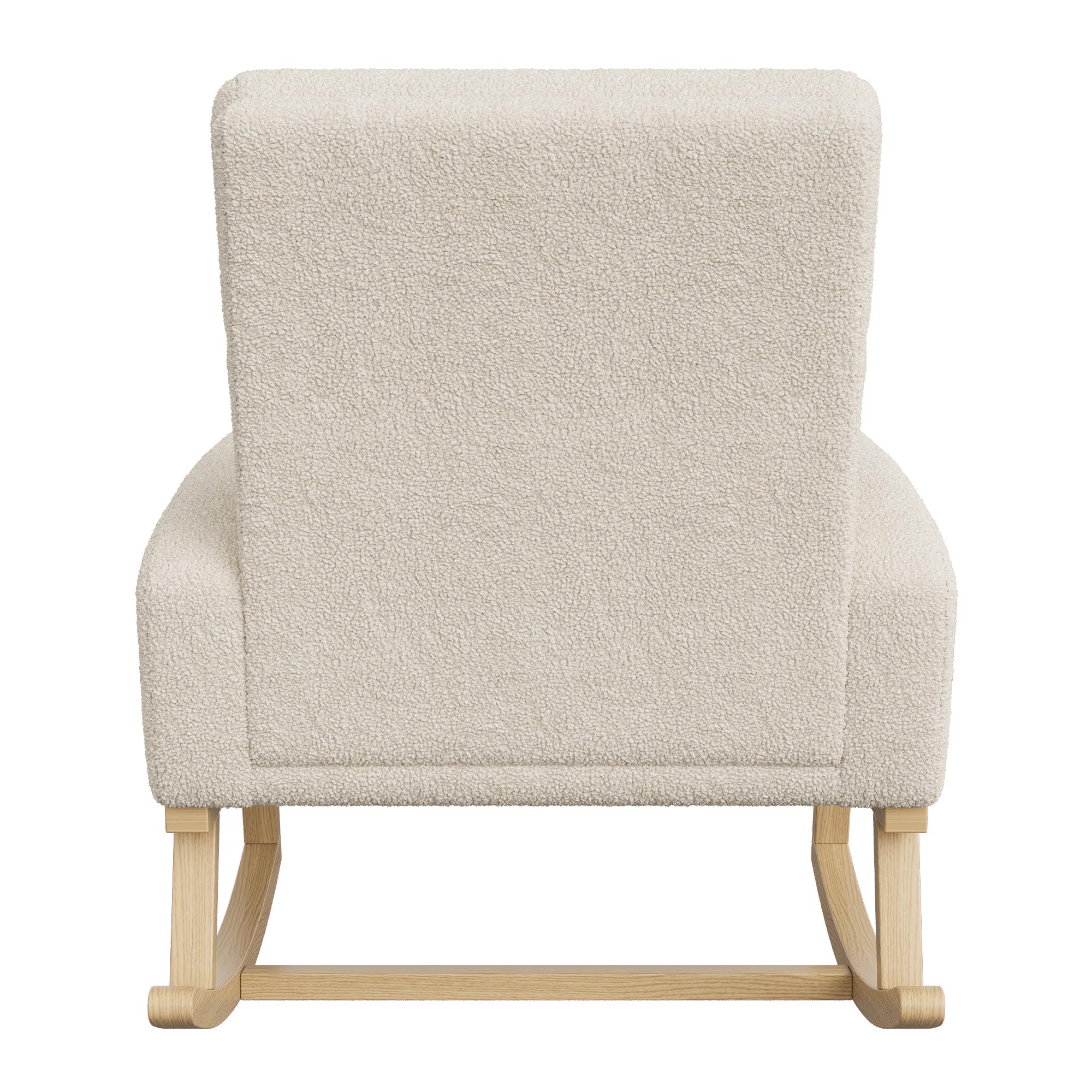 Sedia a dondolo scandinava, poltrona per allattamento, tempo libero e riposo, in tessuto con piedi in legno e metallo per soggiorno, camera da letto, colore: Beige A