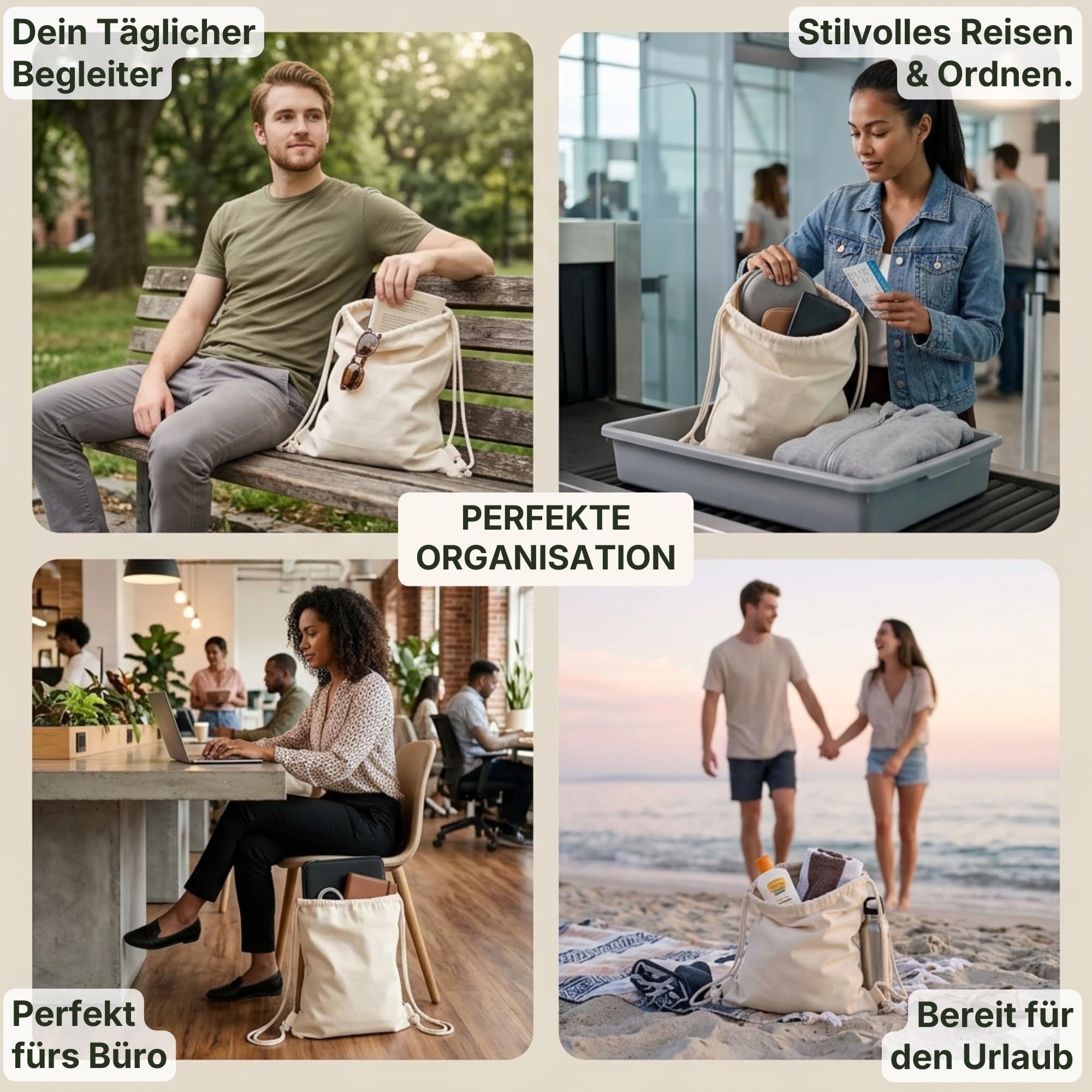 Baumwoll Turnbeutel 38×42 cm – Kordelzugbeutel aus 100% Baumwolle 145 g/m², OEKO-TEX zertifiziert – Sportbeutel zum Bemalen & Bedrucken – 5/10/25er Pack für Schule, Sport & Freizeit