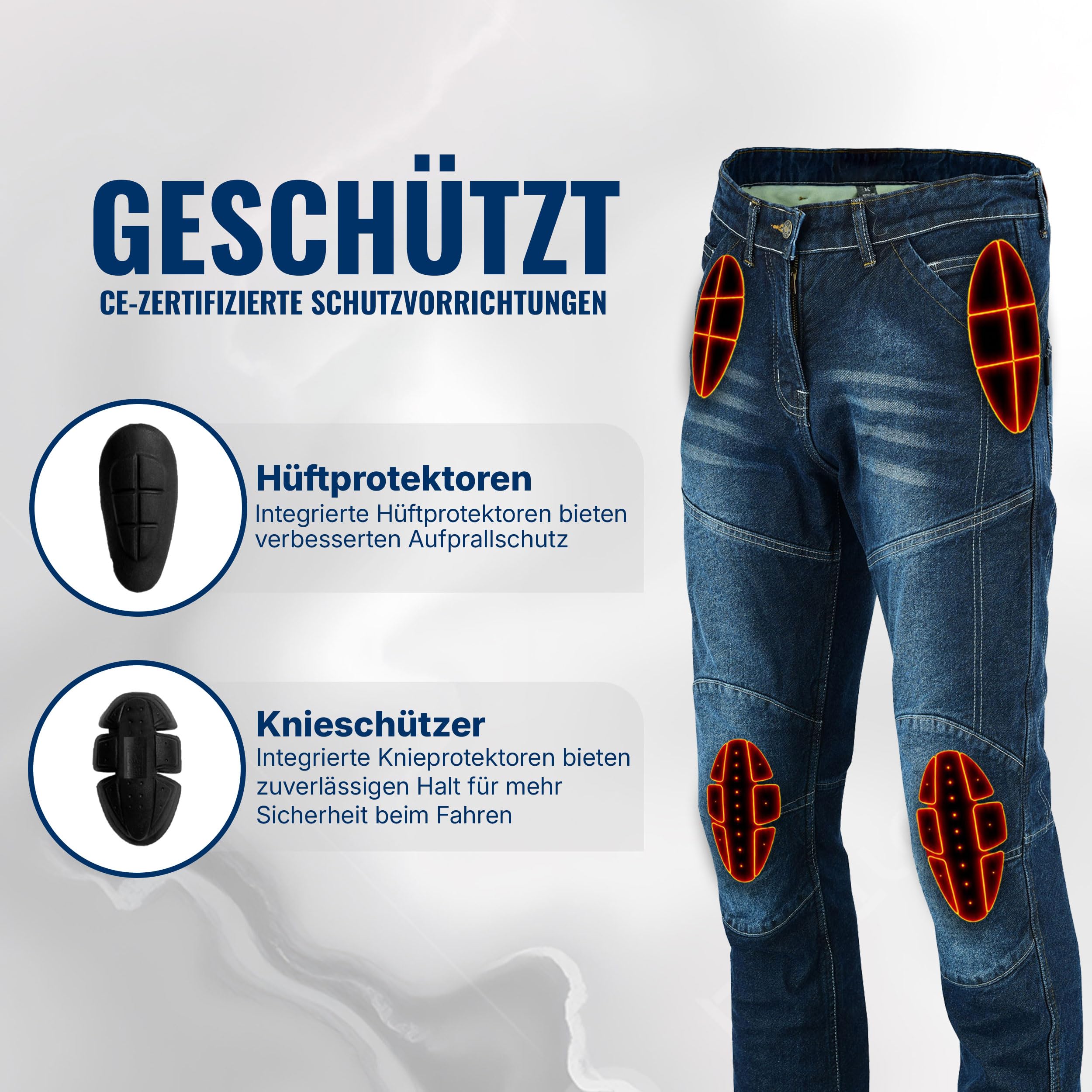 Herren-Motorradjeans aus Aramidfaser mit 4 Arten von Schutzausrüstung, Motorradhose für Motorradrennfahrer, Reithose