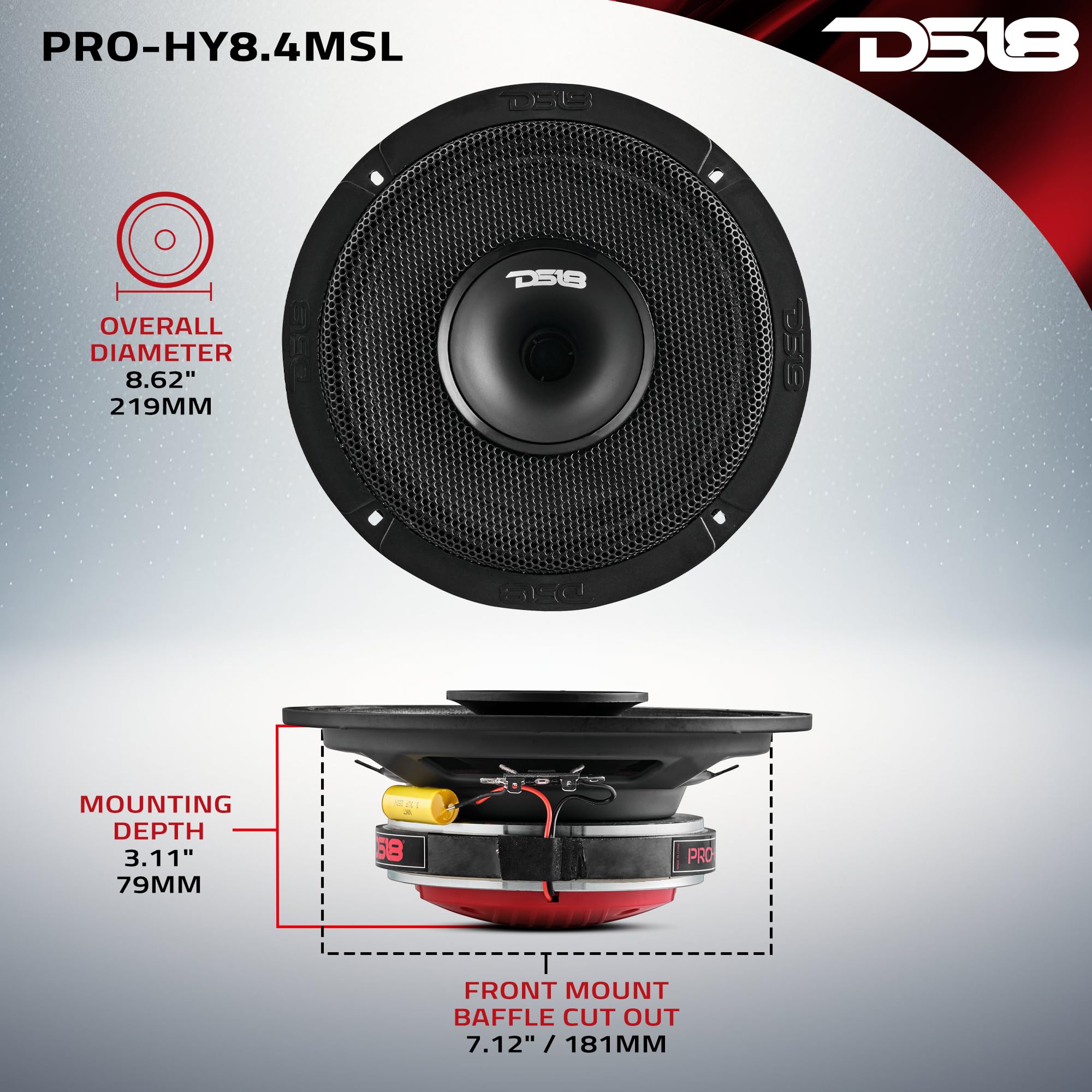 Amazon.co.jp: DS18 PRO-HY8.4MSL 8インチ シャローハイブリッドミッド 