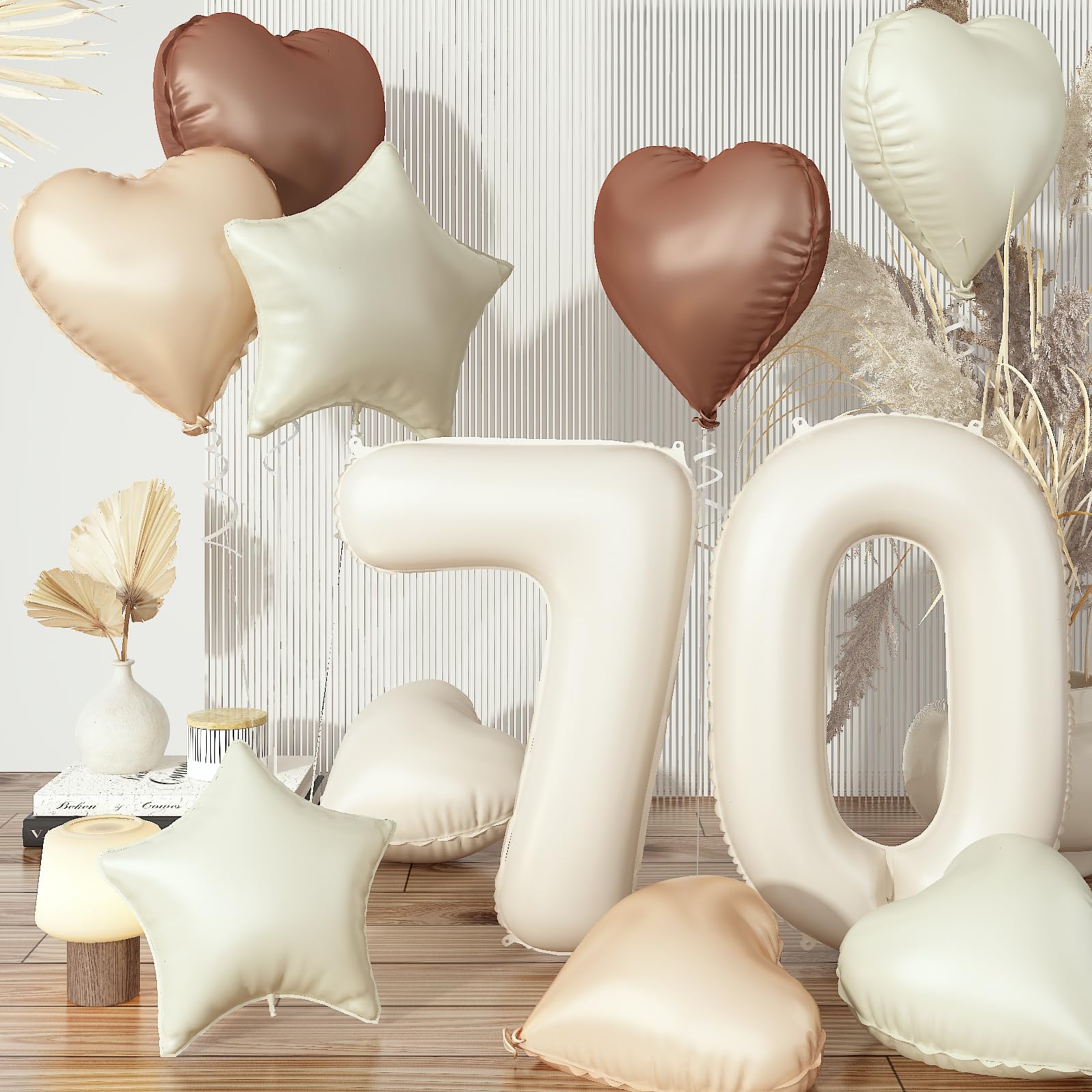 Amazon.com: 70th Birthday Balloons Set, Nude Brown Sand White Neutral ...