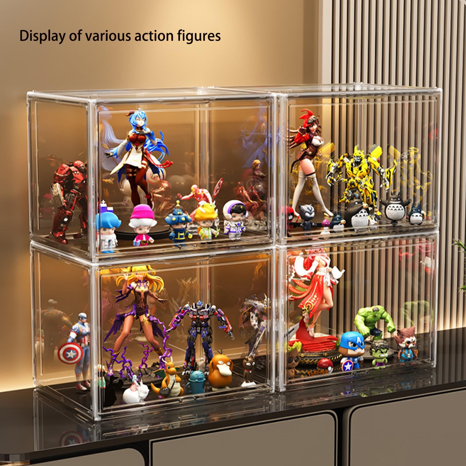 MADEHAY Vitrine, Boîte de Rangement Empilable, Vitrine en Transparent avec Porte Magnétique pour Sac à Main,Figurines d'action, Modèle de Voiture,Objets de Collection, DIY (1, 36x22x27cm MADEHAY Vitrine, Boîte de Rangement Empilable, Vitrine en Transparent avec Porte Magnétique pour Sac à Main,Figurines d'action, Modèle de Voiture,Objets de Collection, DIY (1, 36x22x27cm