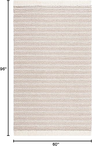 Miniatura 2 de Safavieh Natura Collection - Alfombra de área de 5 x 8 pies, color gris pardo y marfil, hecha a mano de lana con flecos, ideal para zonas de alto