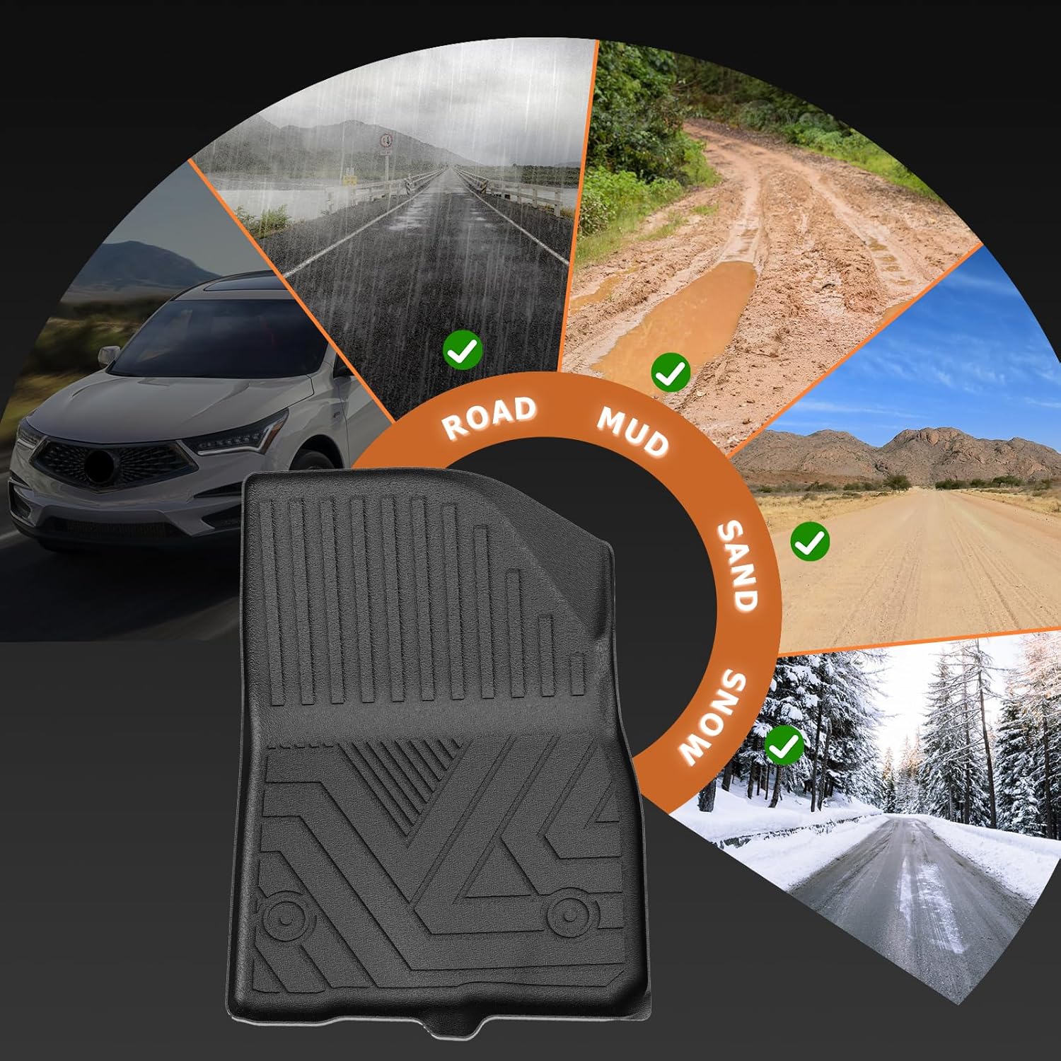 Floor Mats & Cargo Liner Custom Fit for Cadillac XT5 2025 2017-2024,All Weather Protection Odorless Anti-Slip TPE Rubber Floor Mats Full Set Automotive Cadillac XT5 Accessories, Black - Image 6