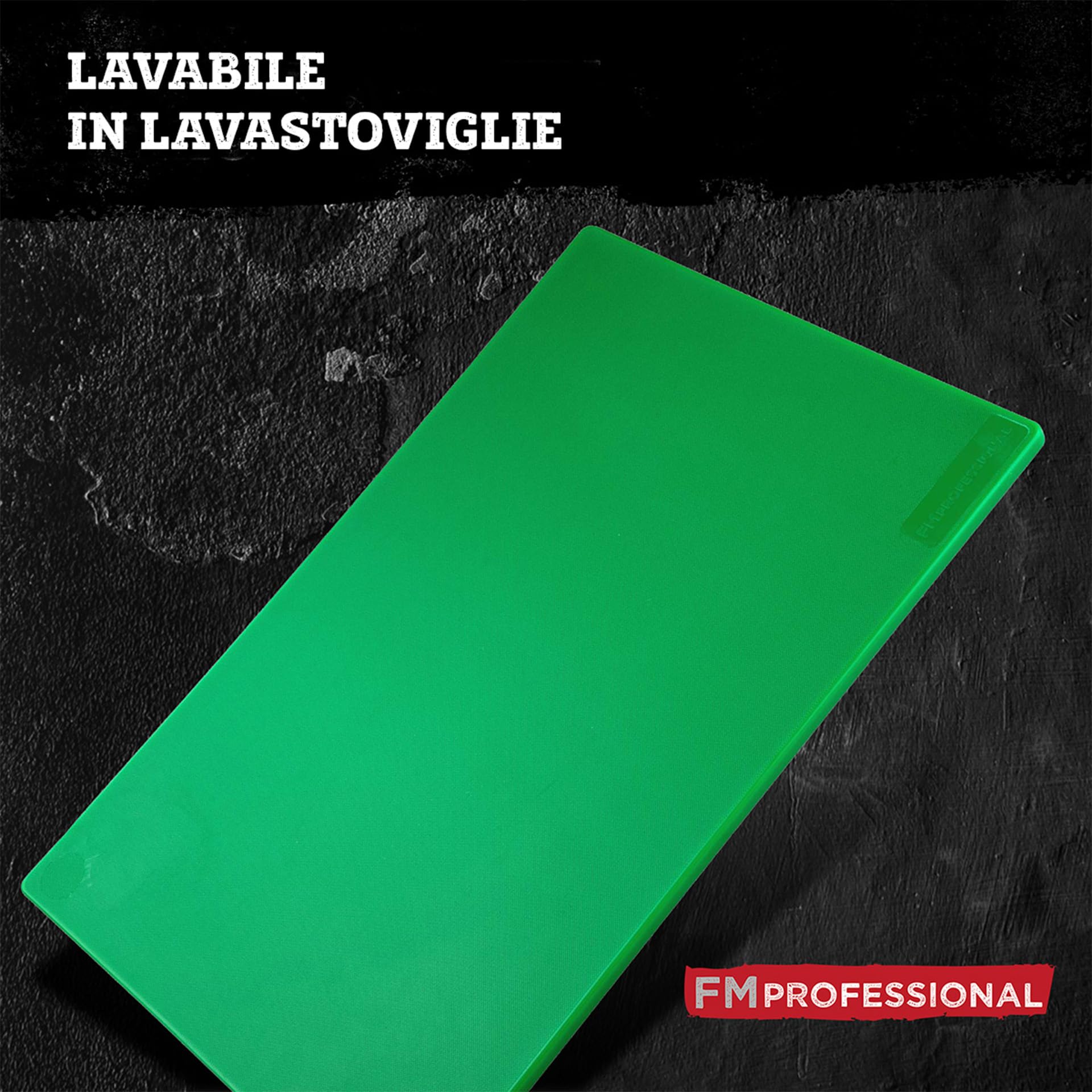 Tagliere Professionale Verde 40x30x2 Cm In Polietilene Alimentare HACCP - Anticontaminazione E Antibatterico Con Fermi Inox Per Frutta E Verdura