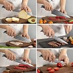 Ensemble de couteaux de cuisine Damas avec bloc, Razor Sharp 67-Layer VG10 Poignée en acier et triple rivet, Chef/Santoku/Utility/Couteaux de pain/pari inclus, Aiguiseur, Bloc en bois de cuisine, Gris, 9Pcs
