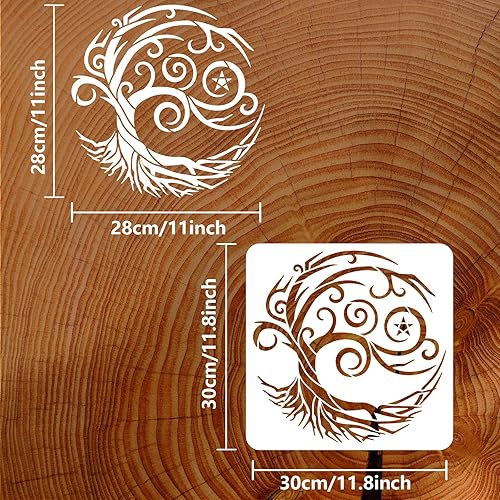 Miniatura 2 de FINGERINSPIRE Plantilla de árbol de la vida de 11.8 x 11.8 pulgadas, plantilla de árbol de la vida estrellada de plástico con patrones de estrellas