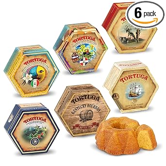 TORTUGA Provenance Rum Cake Variety Pack – 4 oz. - 6 Pack - The Perfect Premium Gourmet Gift for Stocking Stuffers, Gift Baskets, and Christmas Gifts - Great Mini Cakes for Delivery