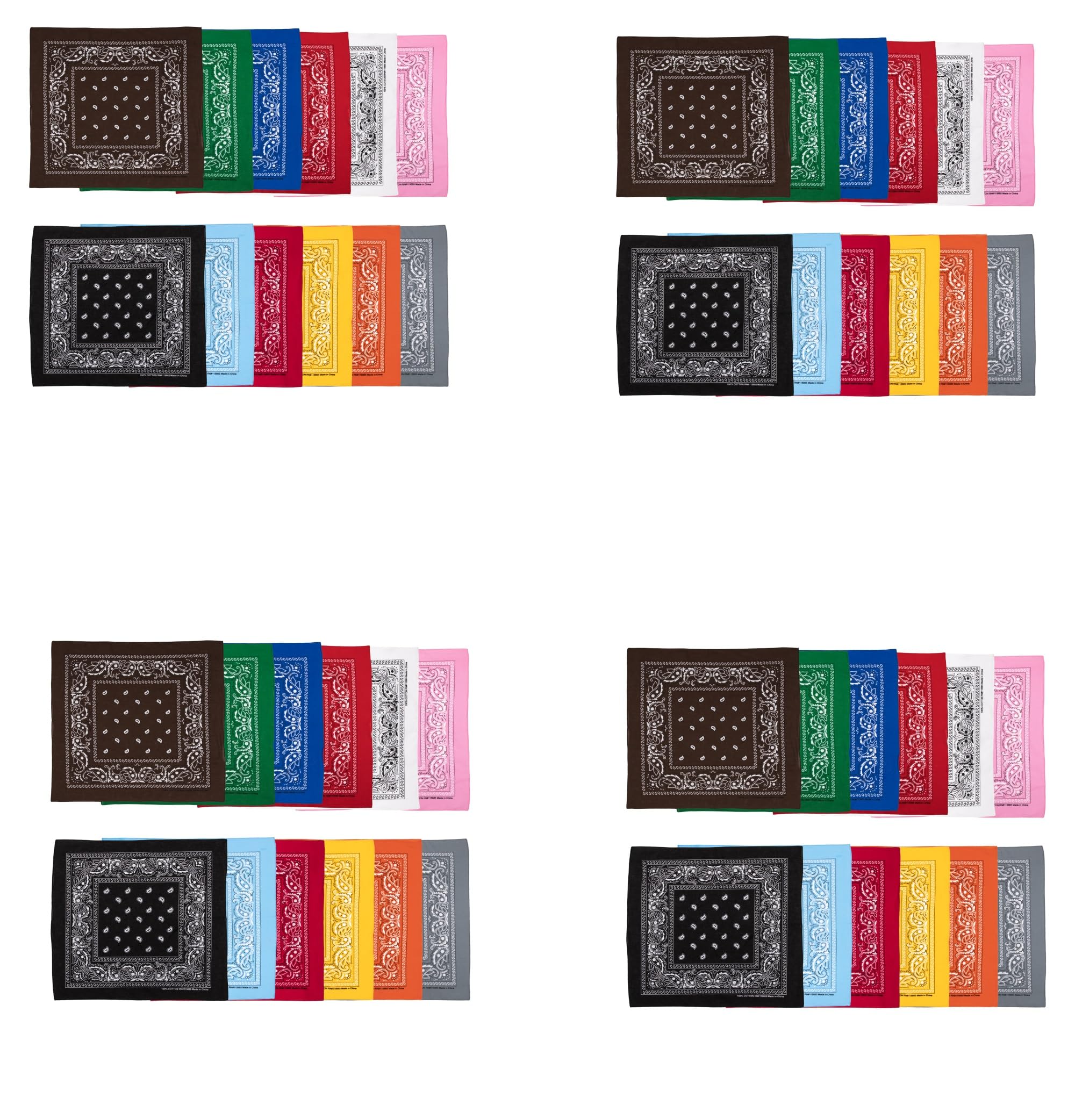 Bioworld Lightweight Multicolored 22"x22" (6-Pack, 12-Pack and 48-Pack) Bandana Set